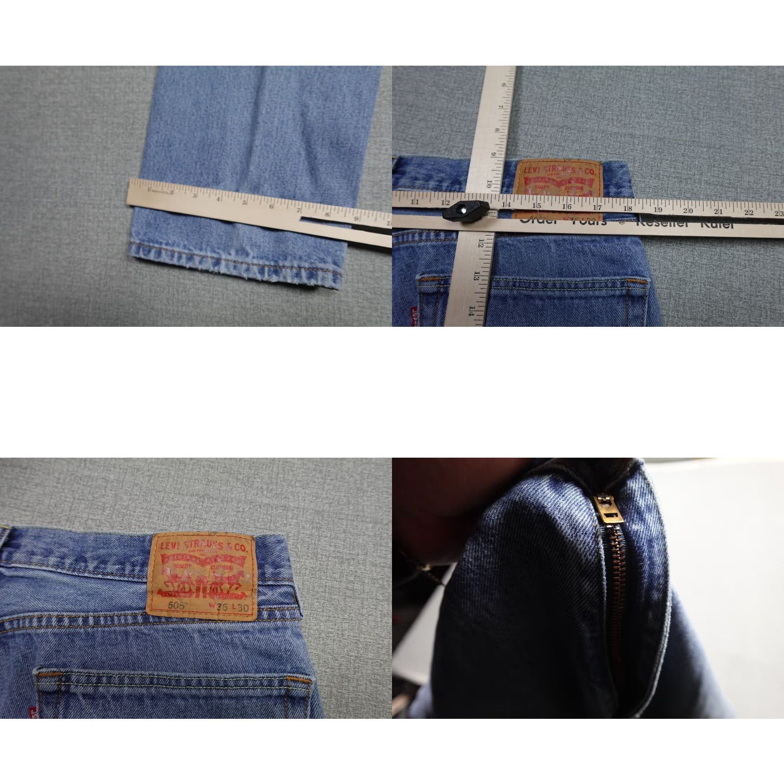 Levi's Levi's 505 Jeans Mens 36x30 Blue Regular Fit Straight Leg Light Wash 100% Cotton Size US 36 / EU 52 - 8 Thumbnail