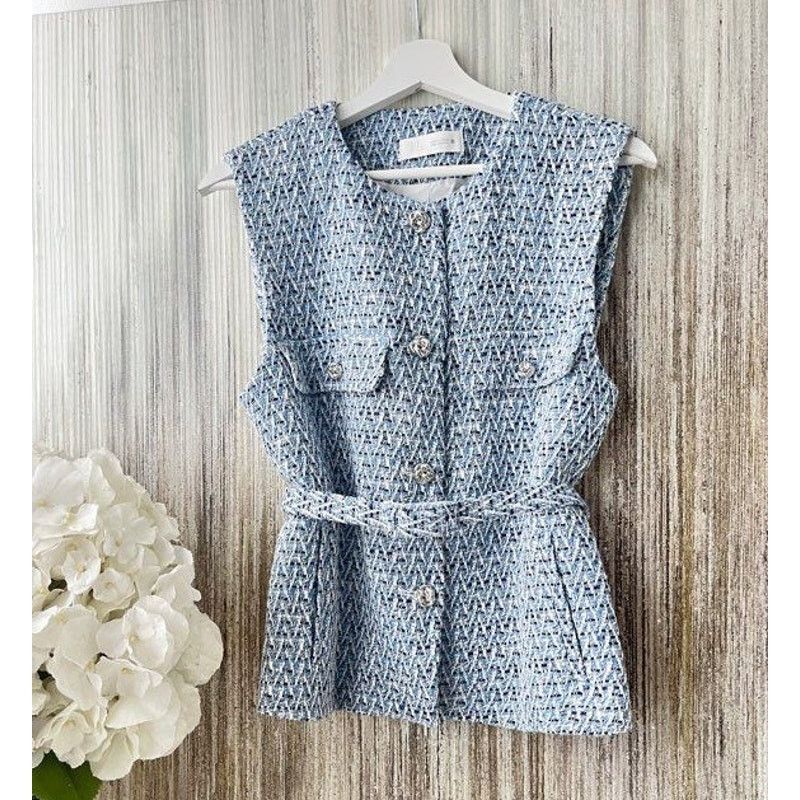 Zara ZARA Blue Textured Vest NWT Size XL / US 12-14 / IT 48-50 - 12 Thumbnail