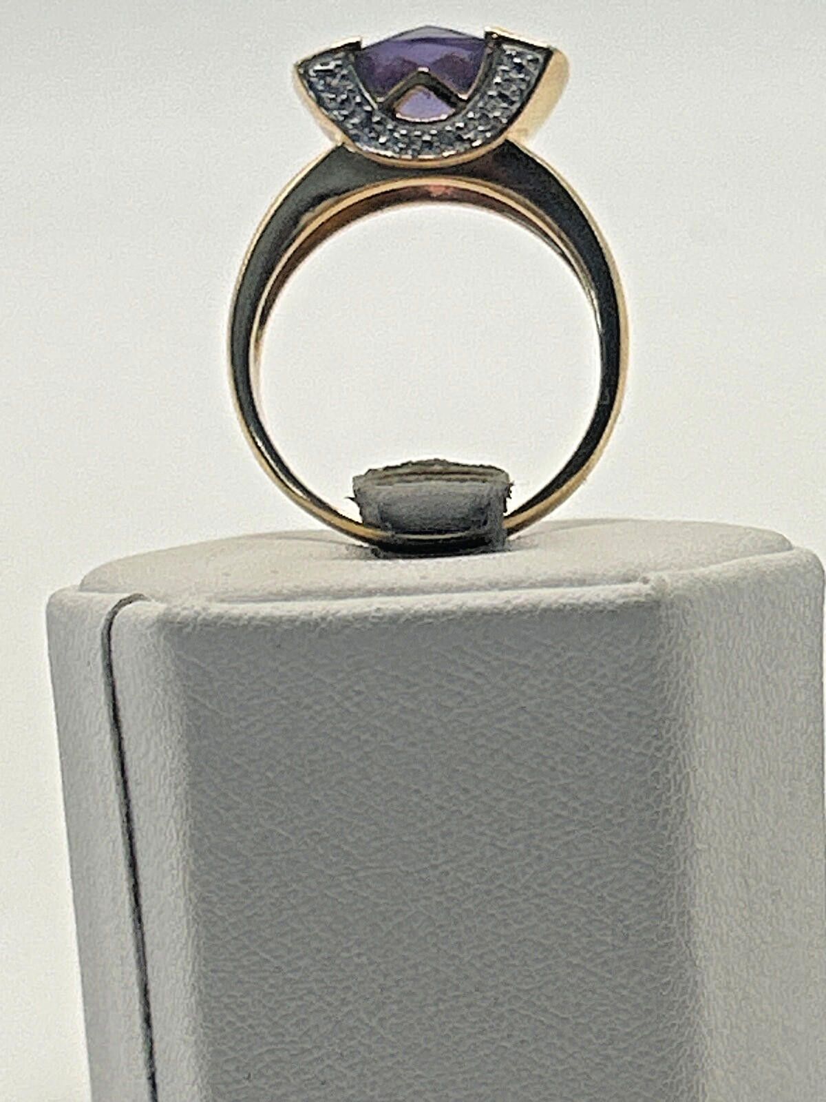 Sterling Silver Vintage Gold Sterling Silver Ring Size 7.75 Purple stone Size ONE SIZE - 5 Thumbnail