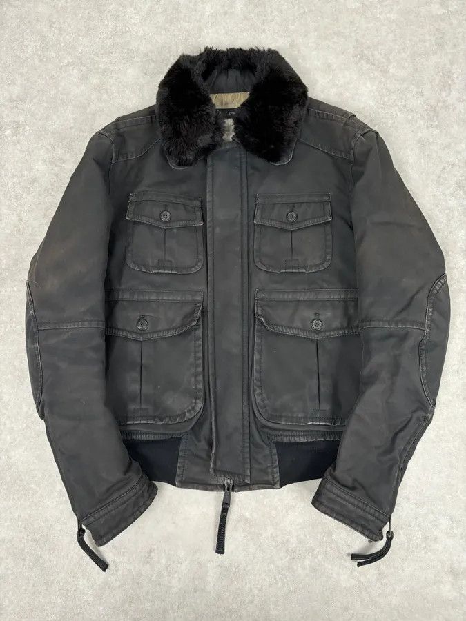 Dsquared2 AW2009 Dsquared2 Black Fur Collar Denim Bomber Jacket Size US M / EU 48-50 / 2 - 1 Thumbnail