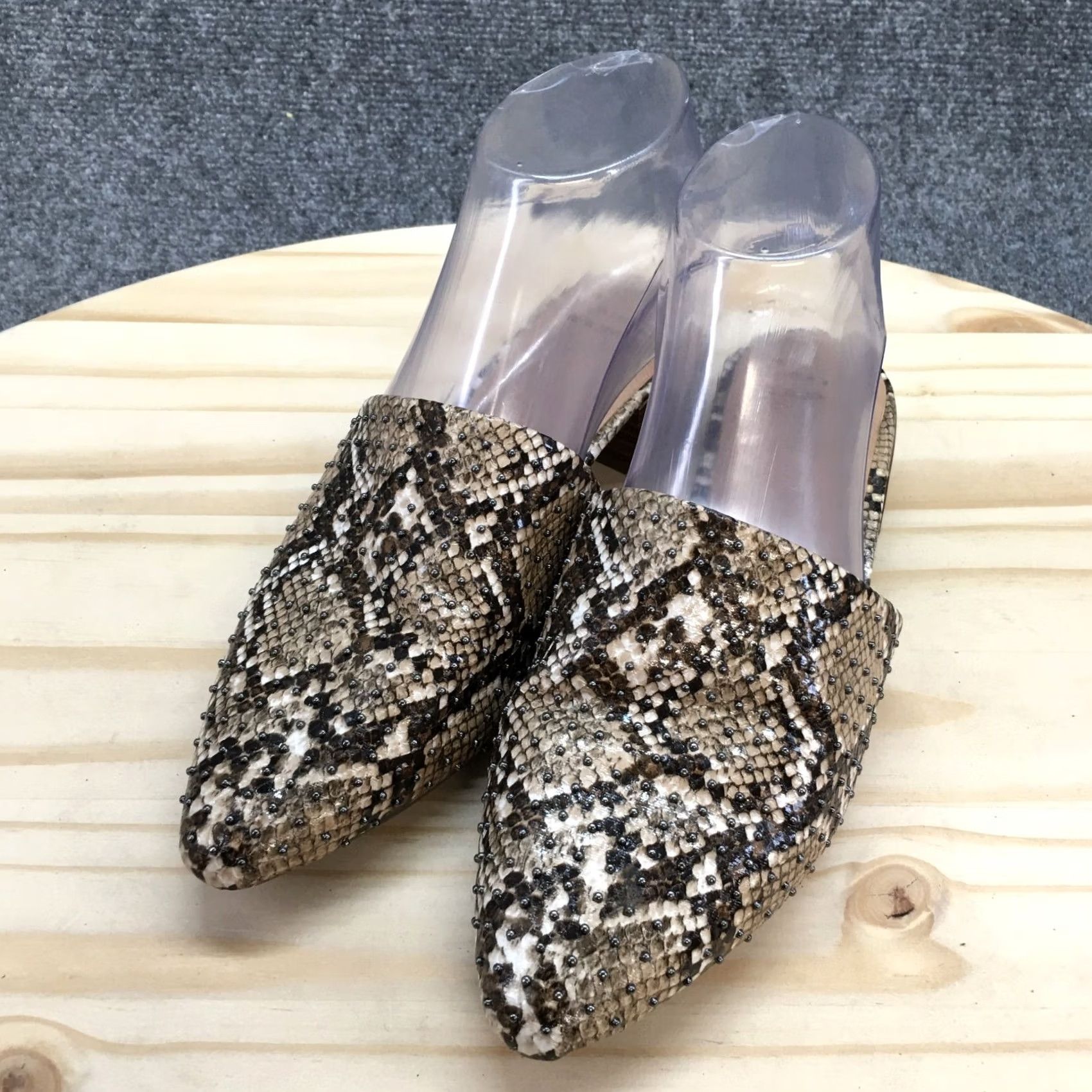 Vintage A New Day Sandals Womens 6.5 Snake Print Casual Slip On Mules Brown Faux Leather Size US 7 / IT 37 - 3 Thumbnail