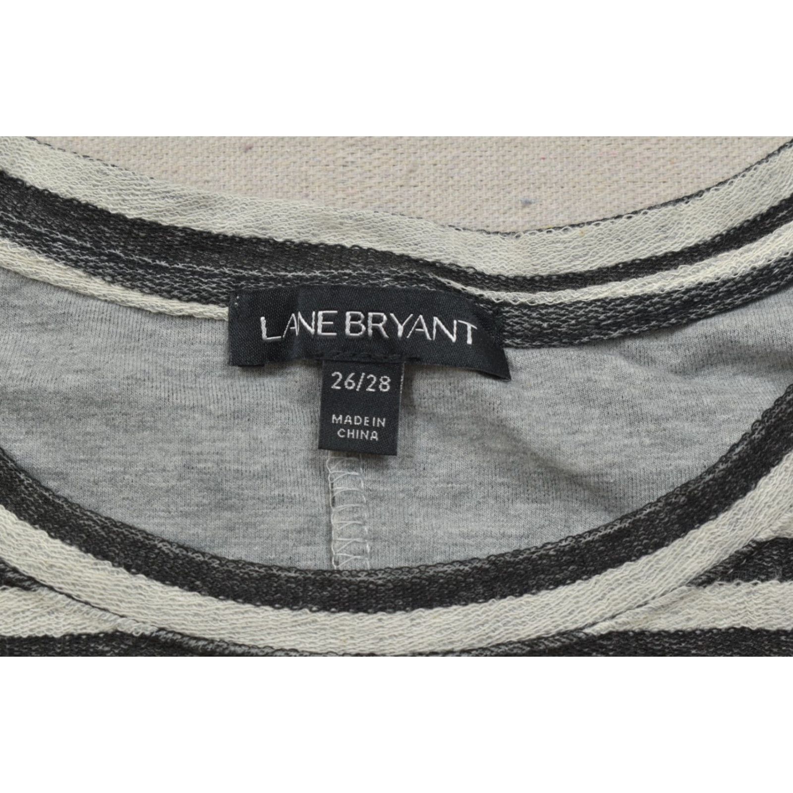 Vintage Lane Bryant Women Top Striped Long Sleeve Gray White Faux Pearl Shoulder 28 Plus D Womens Size 4XL / US 24-26 - 7 Thumbnail