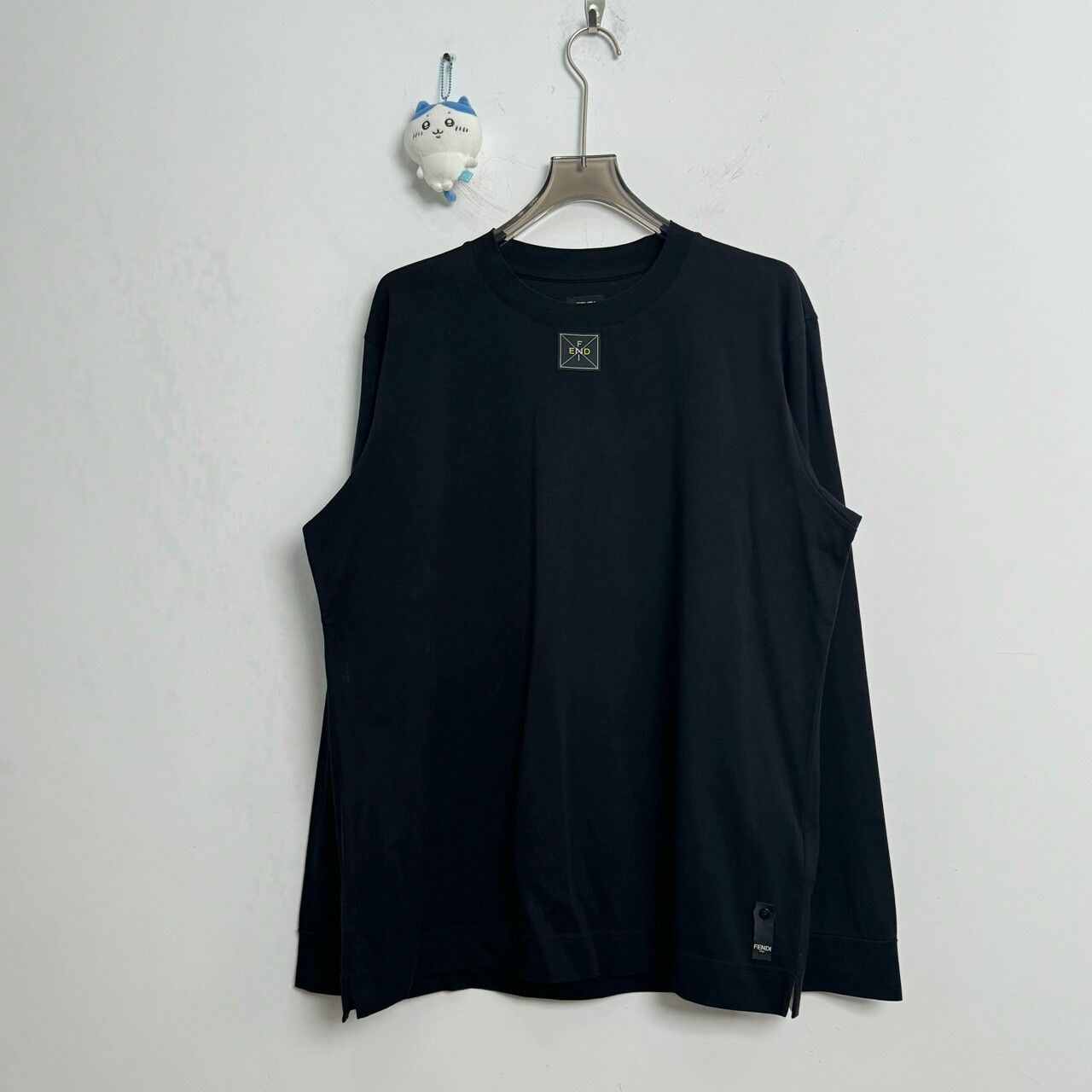 Fendi Fendi Black Long Sleeve Top with Logo Size US L / EU 52-54 / 3 - 1 Thumbnail