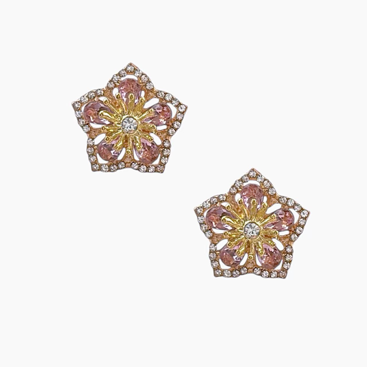 Other CZ Pink Flower Stud Earrings for Women Size ONE SIZE - 1 Thumbnail