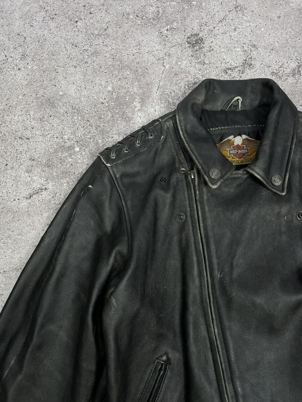 Harley Davidson CRAZY Vintage Harley Davidson Leather Motorcycle Jacket Size US L / EU 52-54 / 3 - 5 Thumbnail
