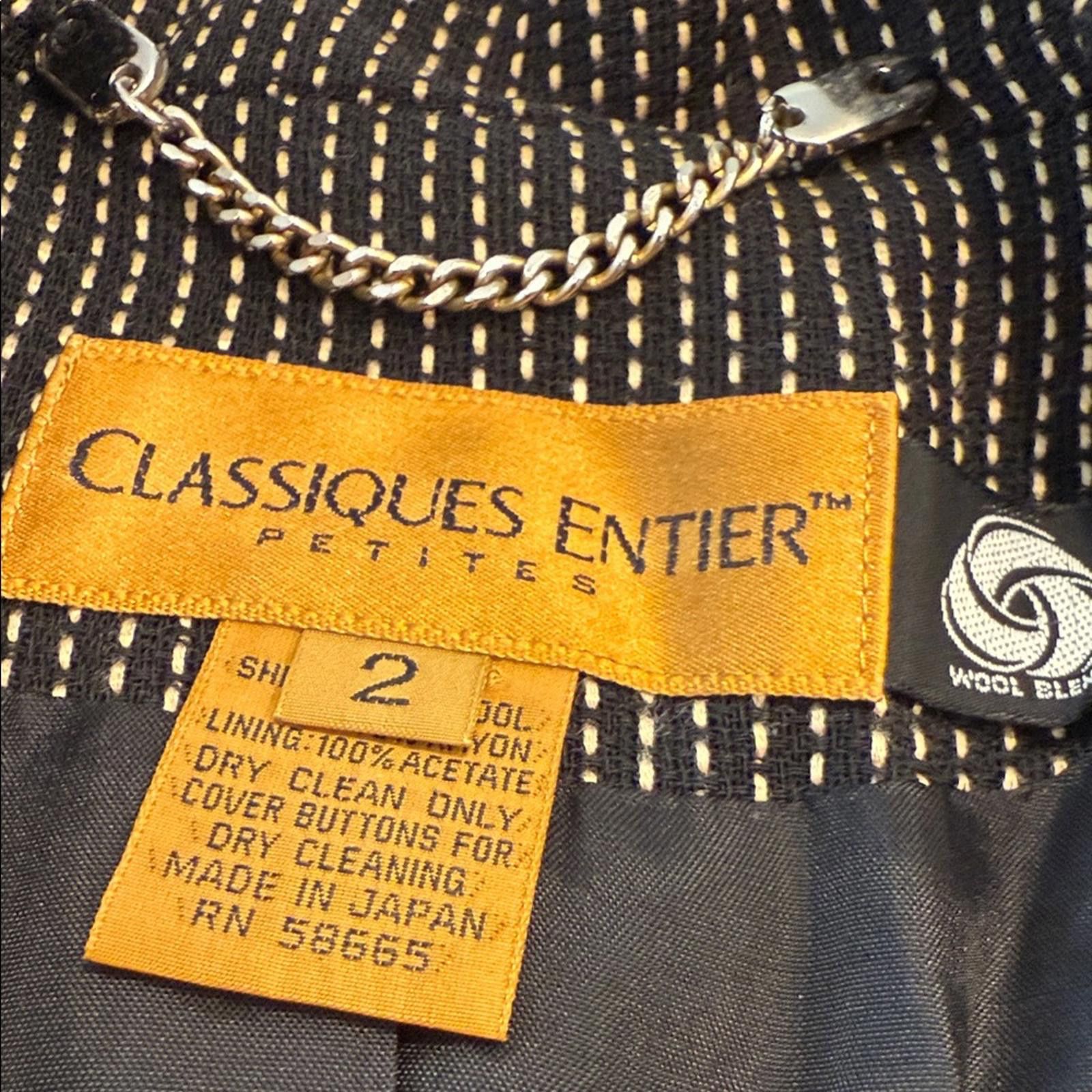 Other Classiques Entier Black Cream Wool Blend Blazer pockets SZ 2 Size XS / US 0-2 / IT 36-38 - 7 Thumbnail