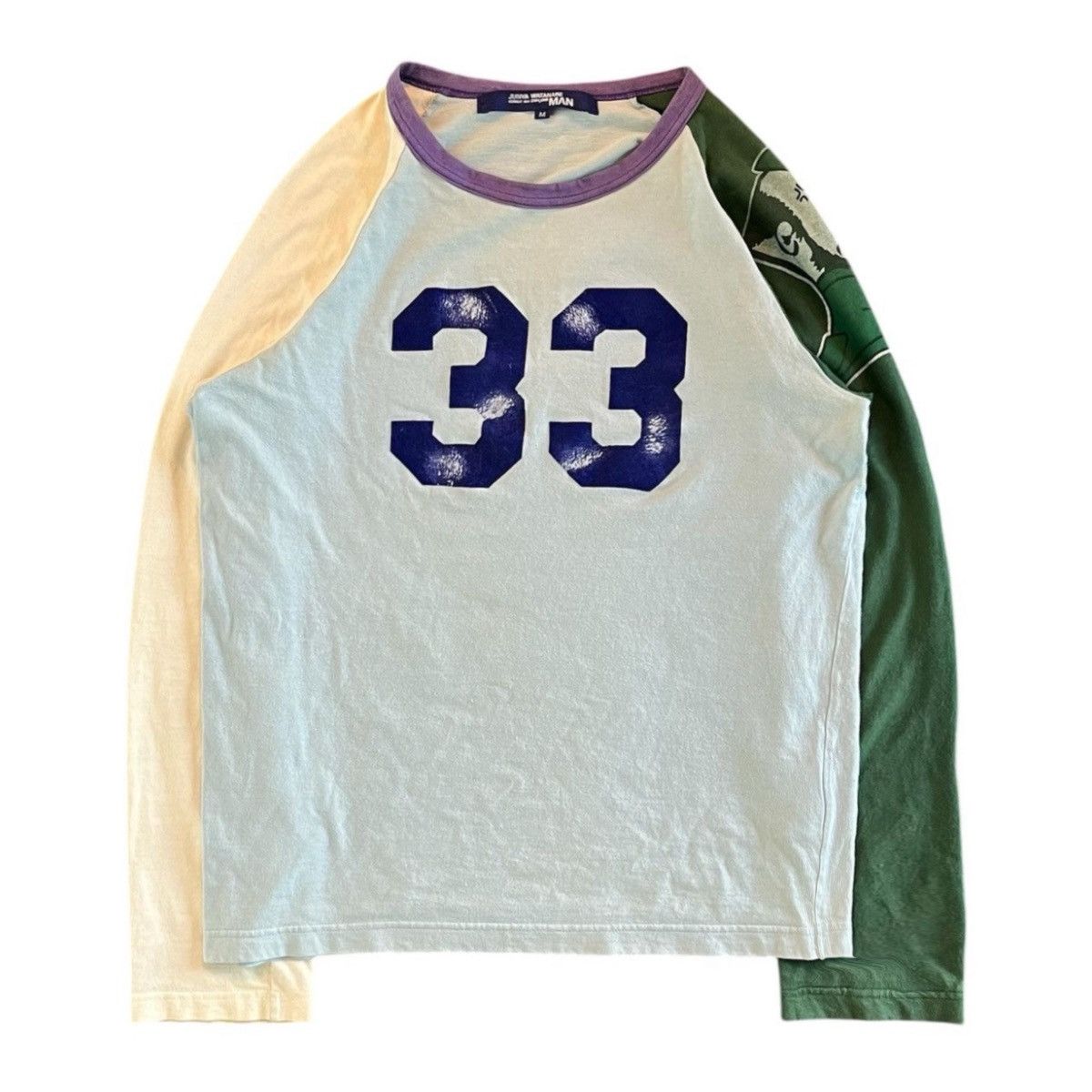 Pre-owned Comme Des Garcons X Comme Des Garcons Homme 2004 Junya Watanabe Cdg 33 Irish Rebuild Varsity Long Sleeve (size Medium) In Multi