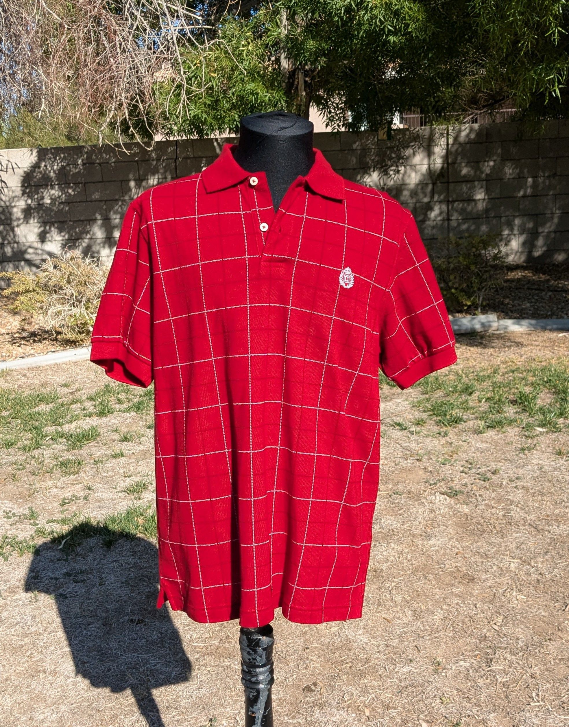 Chaps Chaps Polo Red Plaid Cotton S/S Pullover Button-Neck Shirt Size US M / EU 48-50 / 2 - 1 Thumbnail