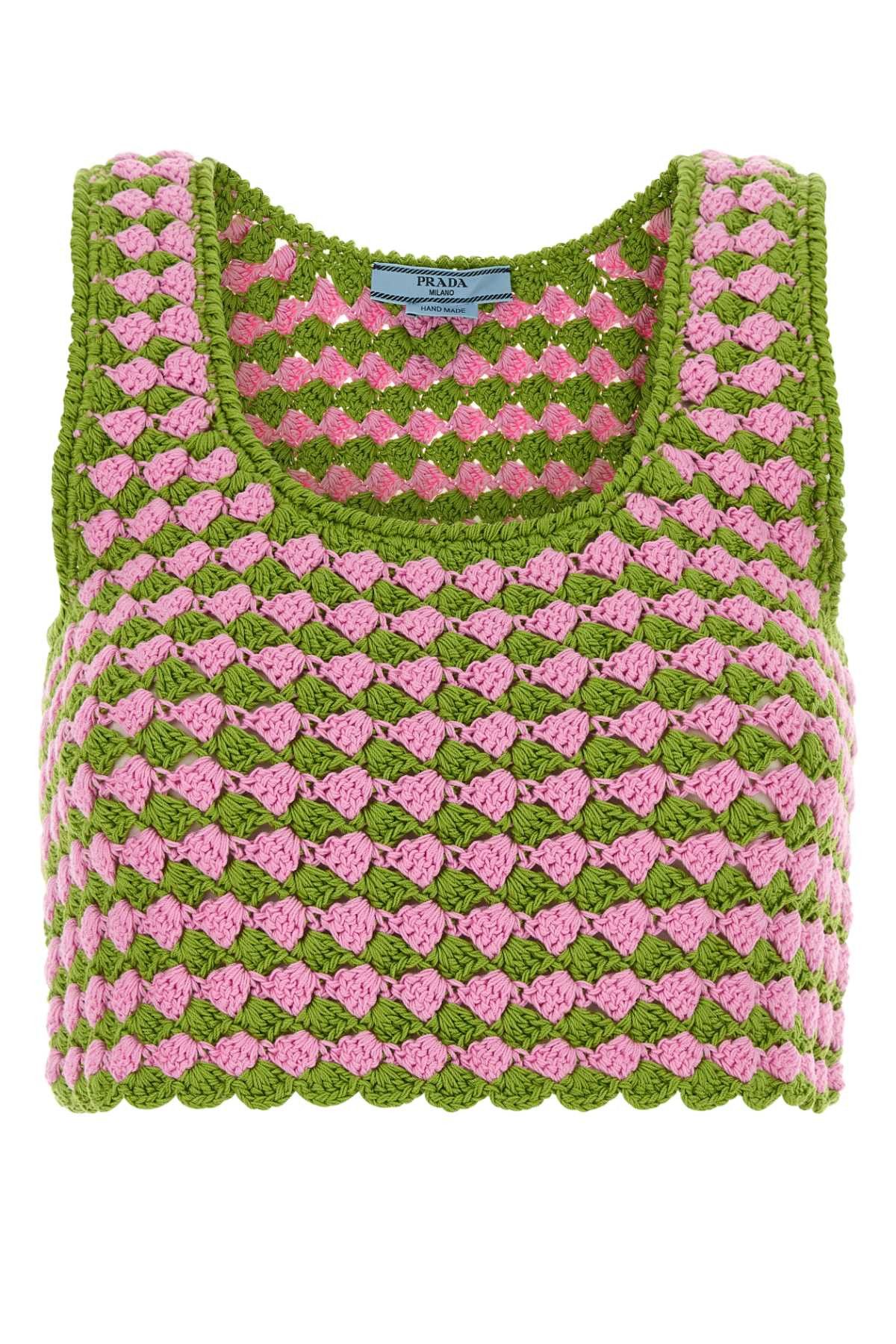 Prada Tow-Tone Crochet Crop Top Size S / US 4 / IT 40 - 1 Thumbnail