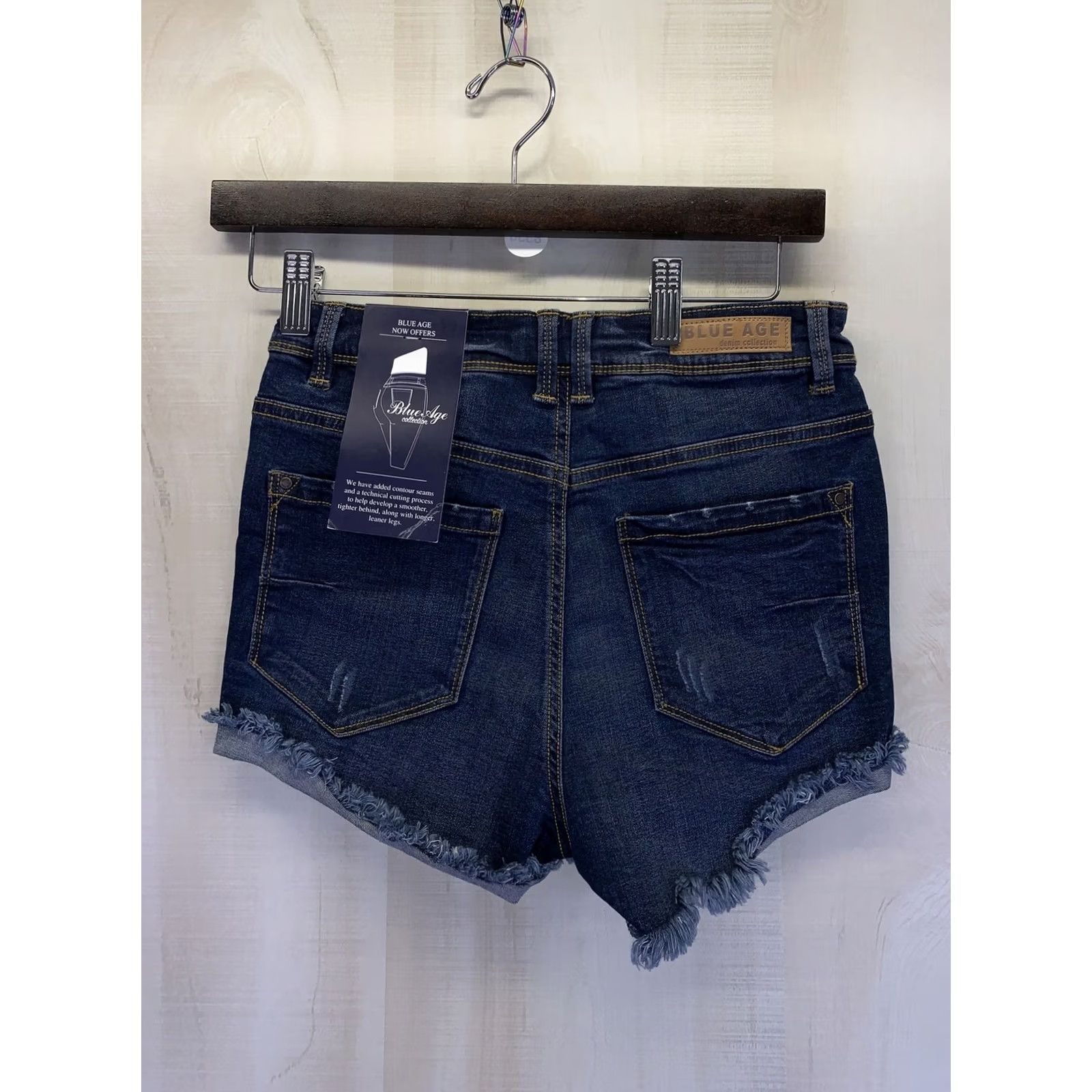 Denime VINTAGE Blue Age Womens Distressed Stretch Denim Cut Off Shorts S Small Blue NWT Size 28" / US 6 / IT 42 - 5 Thumbnail