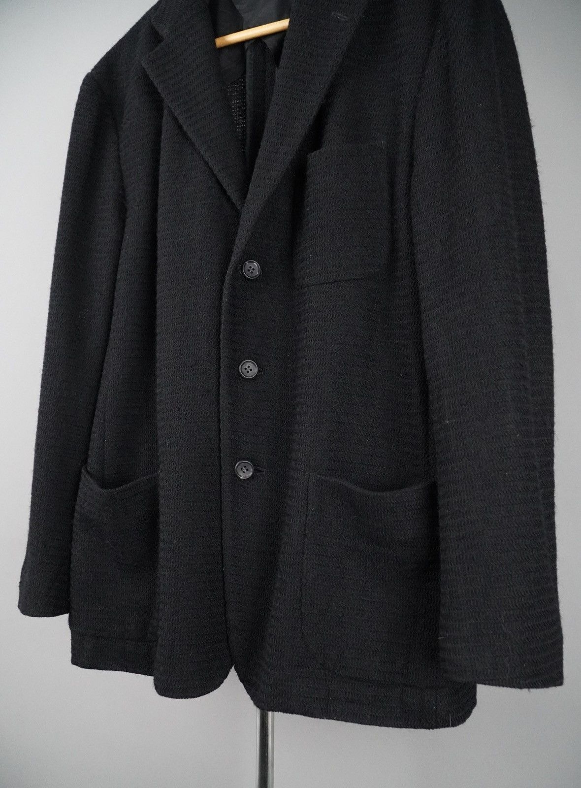Issey Miyake Issey Miyake - Tailored Knit Blazer - Mixed Fabric in Black Size 42S - 4 Thumbnail