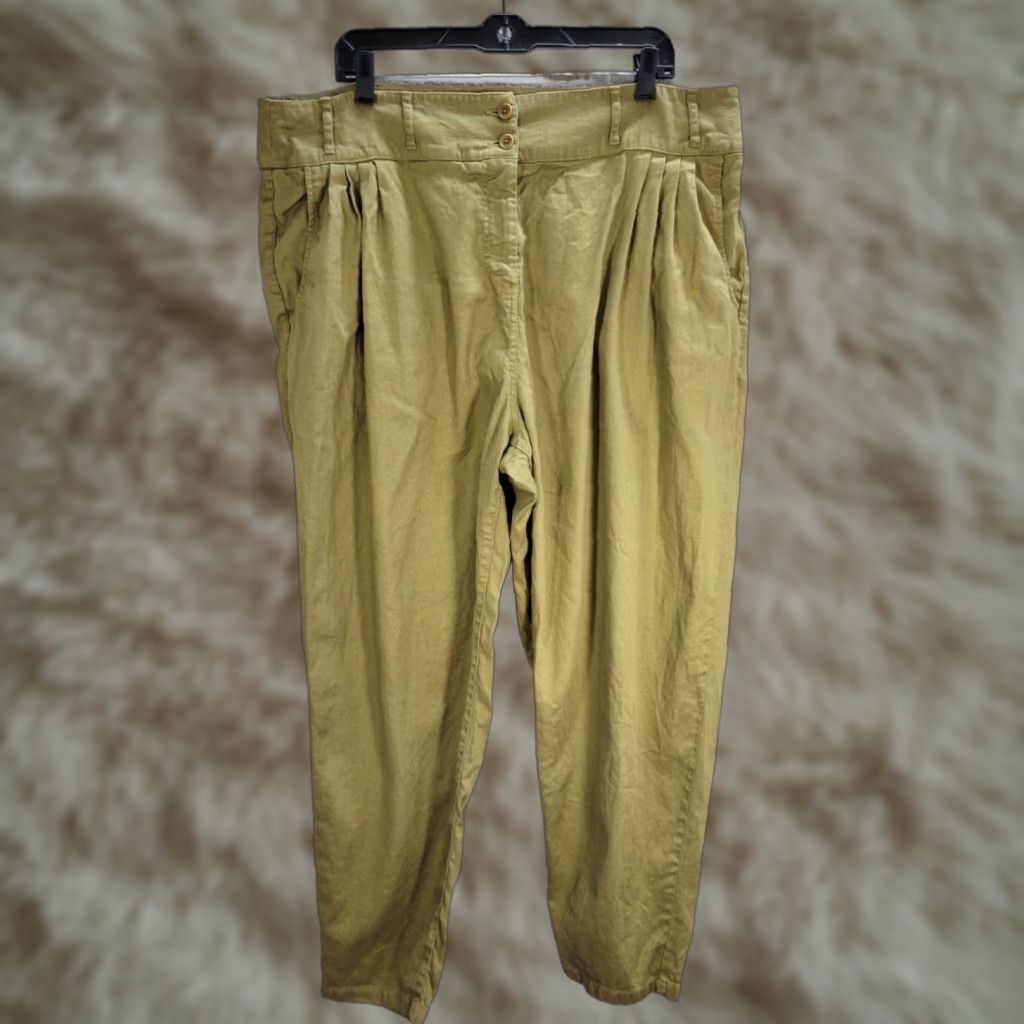 Vintage Poetry Women's Pants Tapered Linen Relaxed Pleated Front Pockets Casual Waist 40 Brown Linen Poetry Womens Pants W40 Inseam 29 Ankle Casual Size 27" / US 4 / IT 40 - 1 Thumbnail