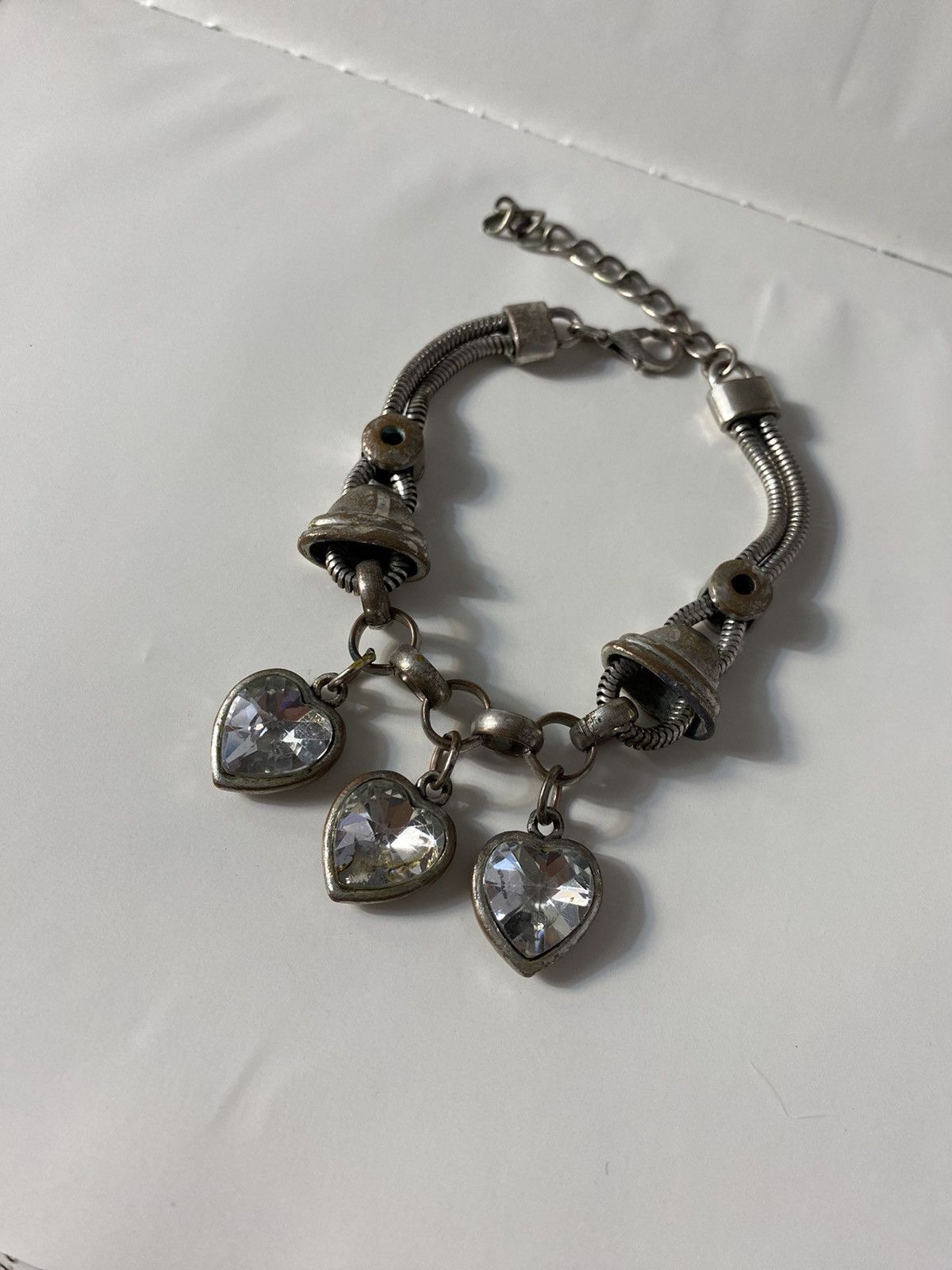 Jewelry Bracelet with Heart Charms - Vintage! Size ONE SIZE - 2 Thumbnail