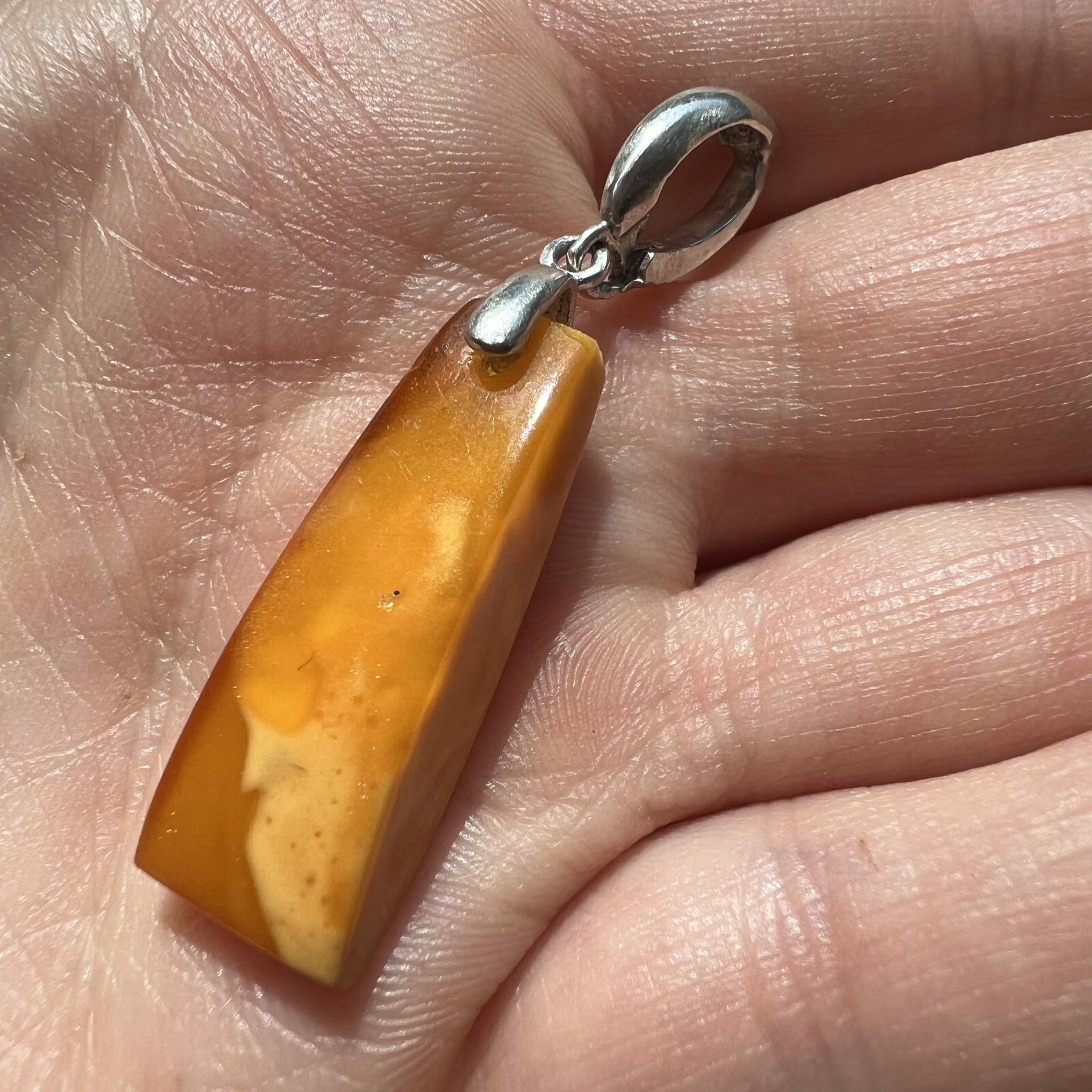 Vintage Vintage Sterling Silver Pendant Yellow Baltic Amber Stone Size ONE SIZE - 7 Thumbnail
