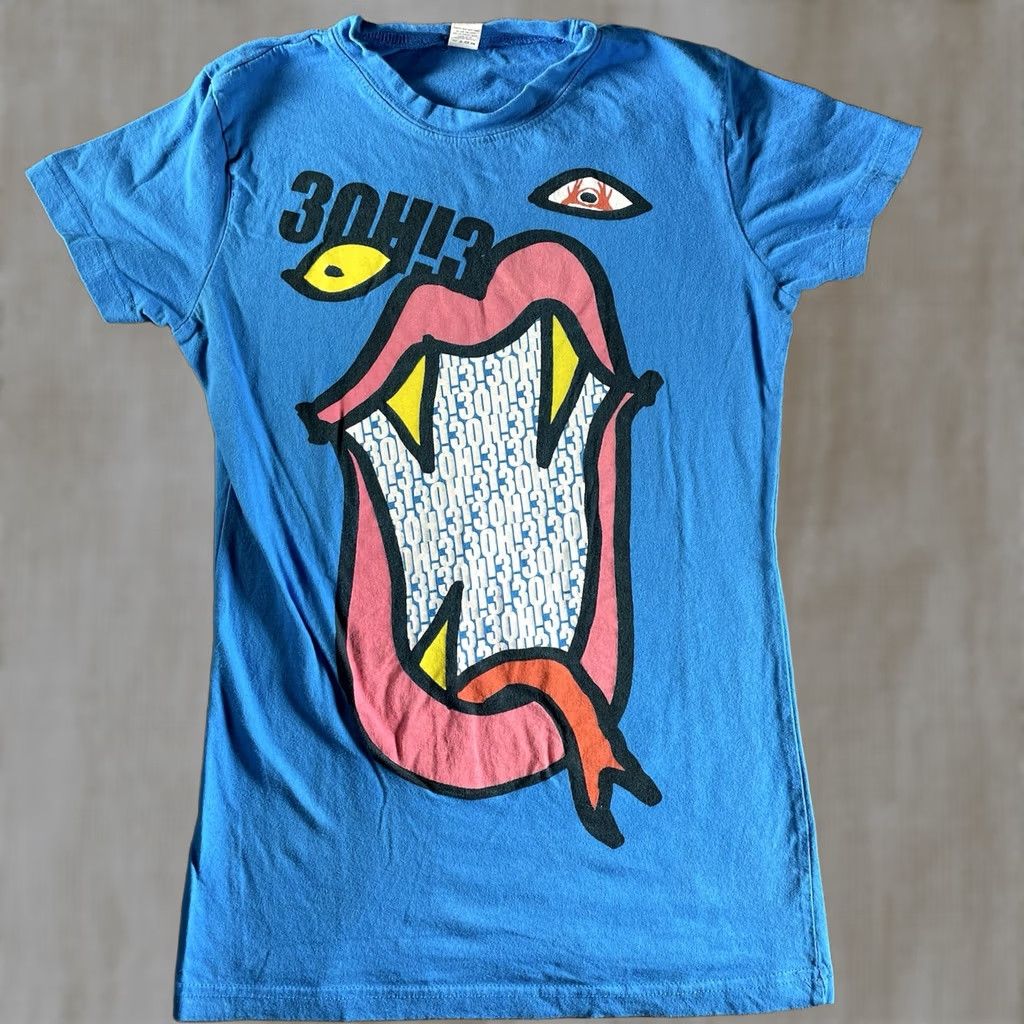 Logo 7 VINTAGE 3OH!3 T-Shirt Small S Blue Concert Tour 2007 Crunk 303 Logo Band Womens Shirts Size S / US 4 / IT 40 - 1 Thumbnail