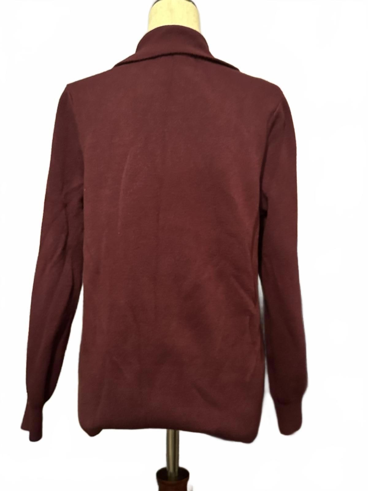 Other Soft Surroundings Burgundy Pullover Sweater with Snap Collar Size L / US 10 / IT 46 - 2 Thumbnail