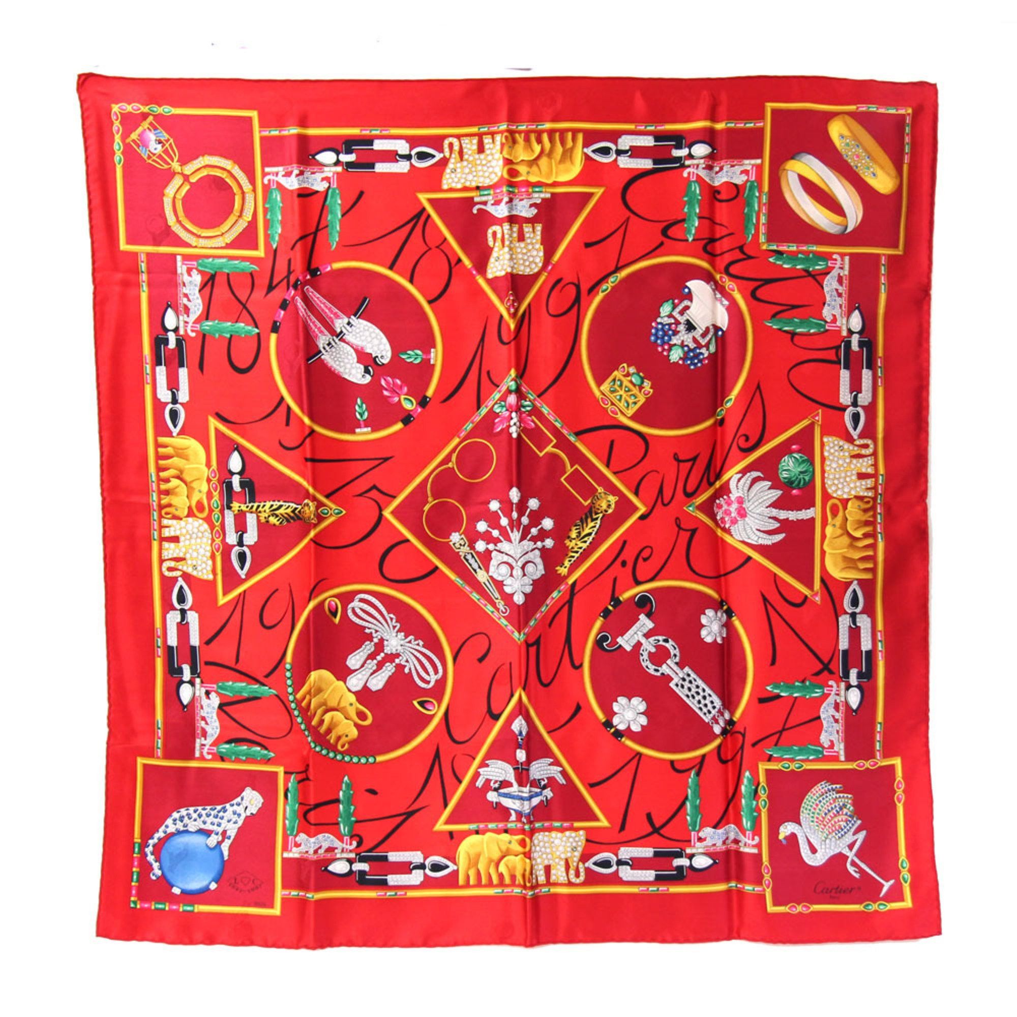 Cartier scarf/muffler red 100% silk large for women.