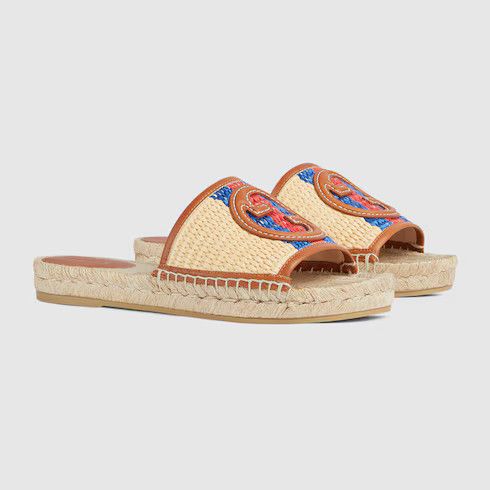Gucci o1s1wg110125 Interlocking G Espadrille Slides in Multicolor Size US 5 / IT 35 - 2 Thumbnail