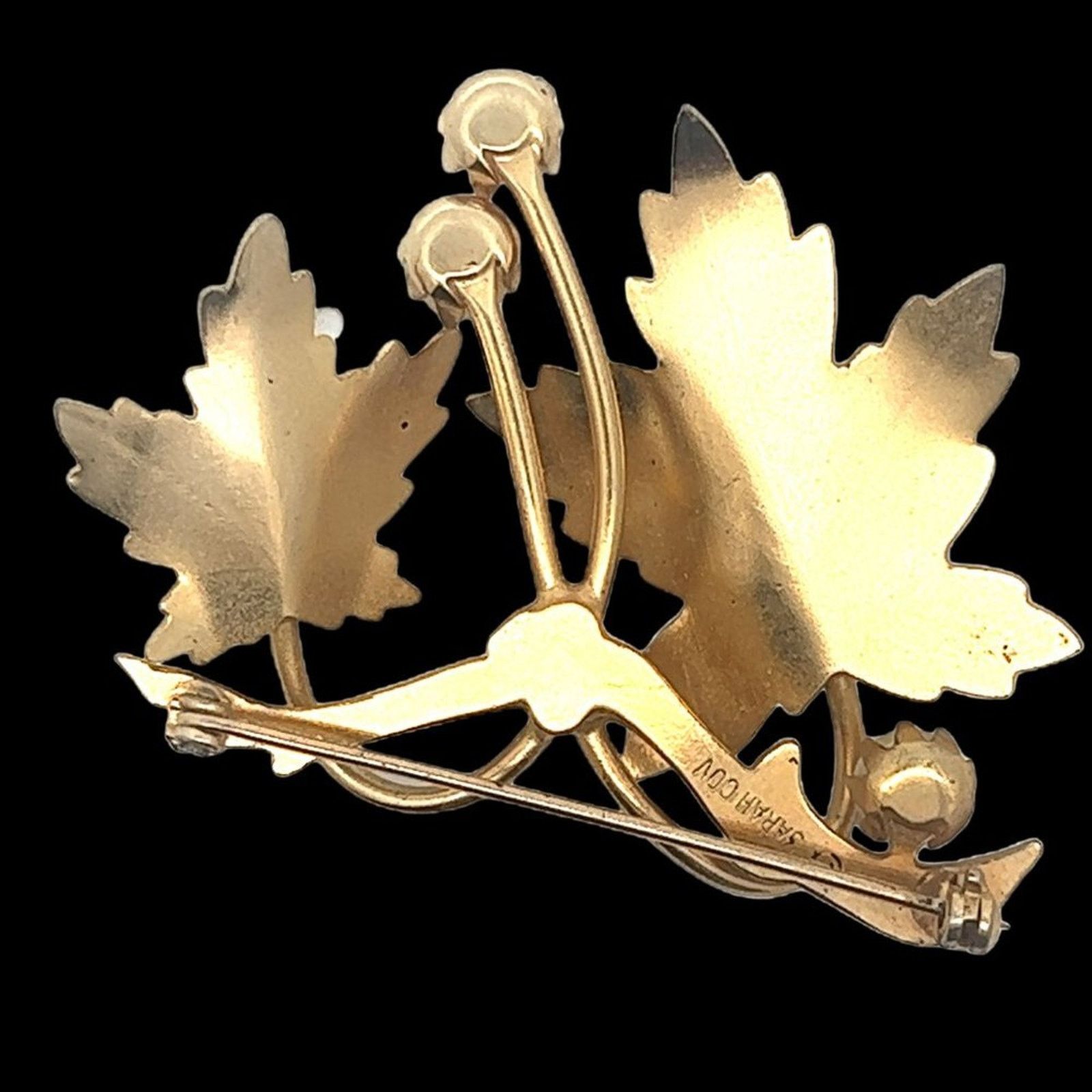 & Other Stories Vintage Sarah Coventry Gold Leaf Broach Faux Pearls Brooch Size ONE SIZE - 2 Thumbnail