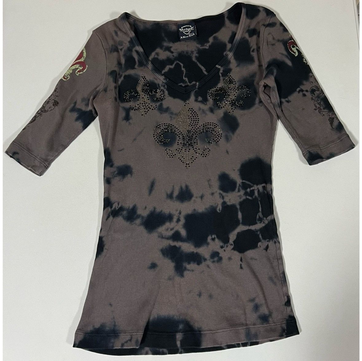 Vintage Sledge Black Acid-Wash Studded Y2K Shirt Top Tee Size S 🖤✨ Size S / US 4 / IT 40 - 3 Thumbnail