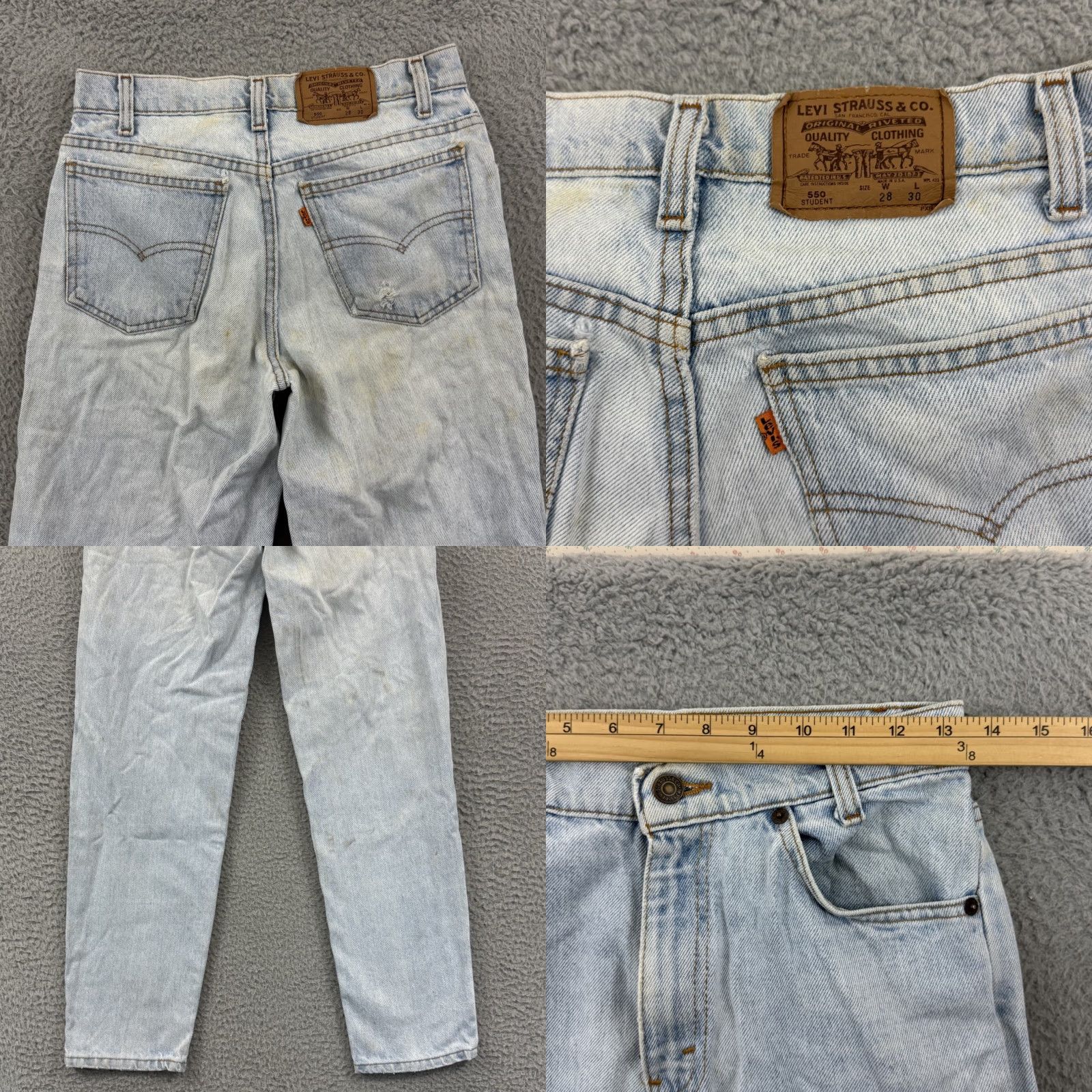 Levi's VINTAGE Levi's 550 Jeans Straight 27x30 Blue Denim 90s Orange Tab USA Mens Regular 5-Pocket Wool? Size US 27 - 8 Thumbnail