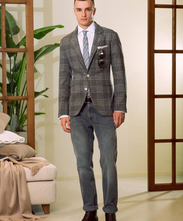 Brunello Cucinelli o1w1db10125 Suit Type Jacket in Grey Size US M / EU 48-50 / 2 - 8 Thumbnail