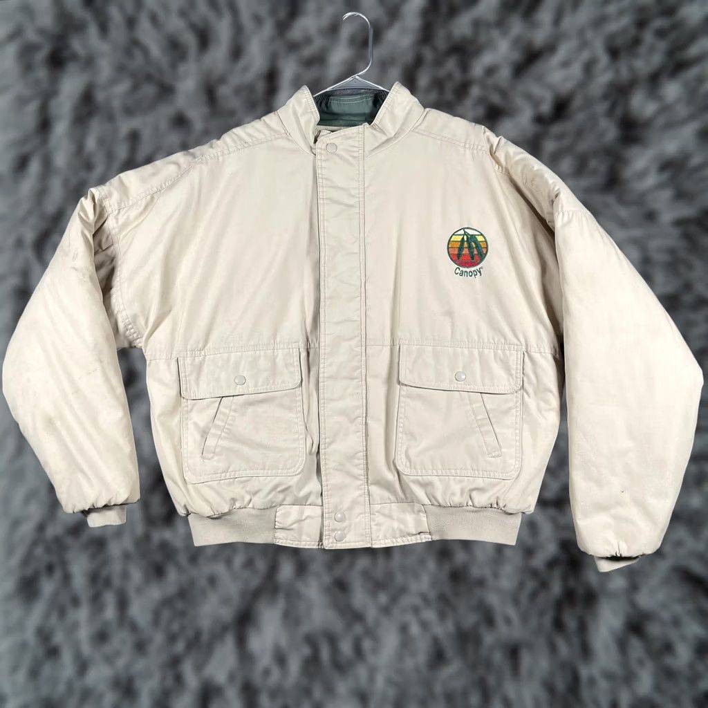 Vintage VINTAGE K-Products Canopy Jacket Mens XL Beige Insulated Bomber Jacket USA 90s Mens XL Beige Bomber Jacket Size US XL / EU 56 / 4 - 1 Thumbnail