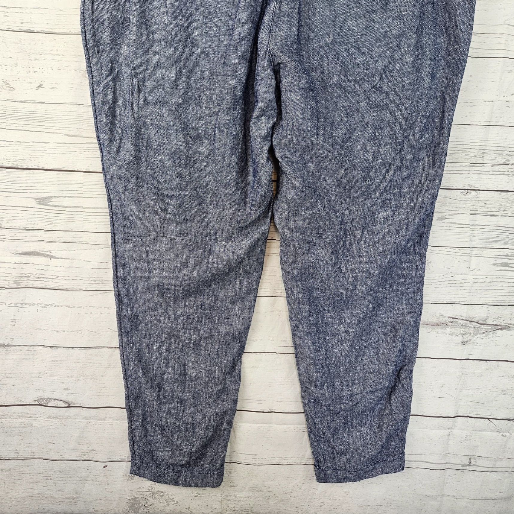 Old Navy Old Navy Womens Ankle Pants Pull On High Rise Sz Large Blue Linen Blend Size 36" / US 14 / IT 50 - 5 Thumbnail