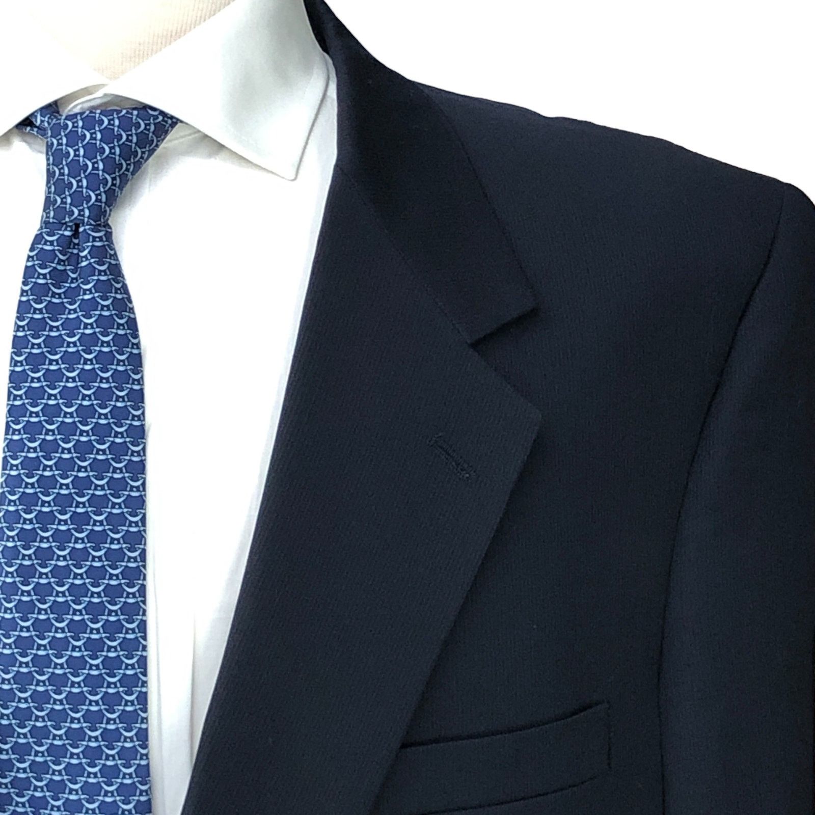 Burberry Burberrys Vintage Mens Size 48L Sport Coat Wool Navy 90s Size 48L - 4 Thumbnail