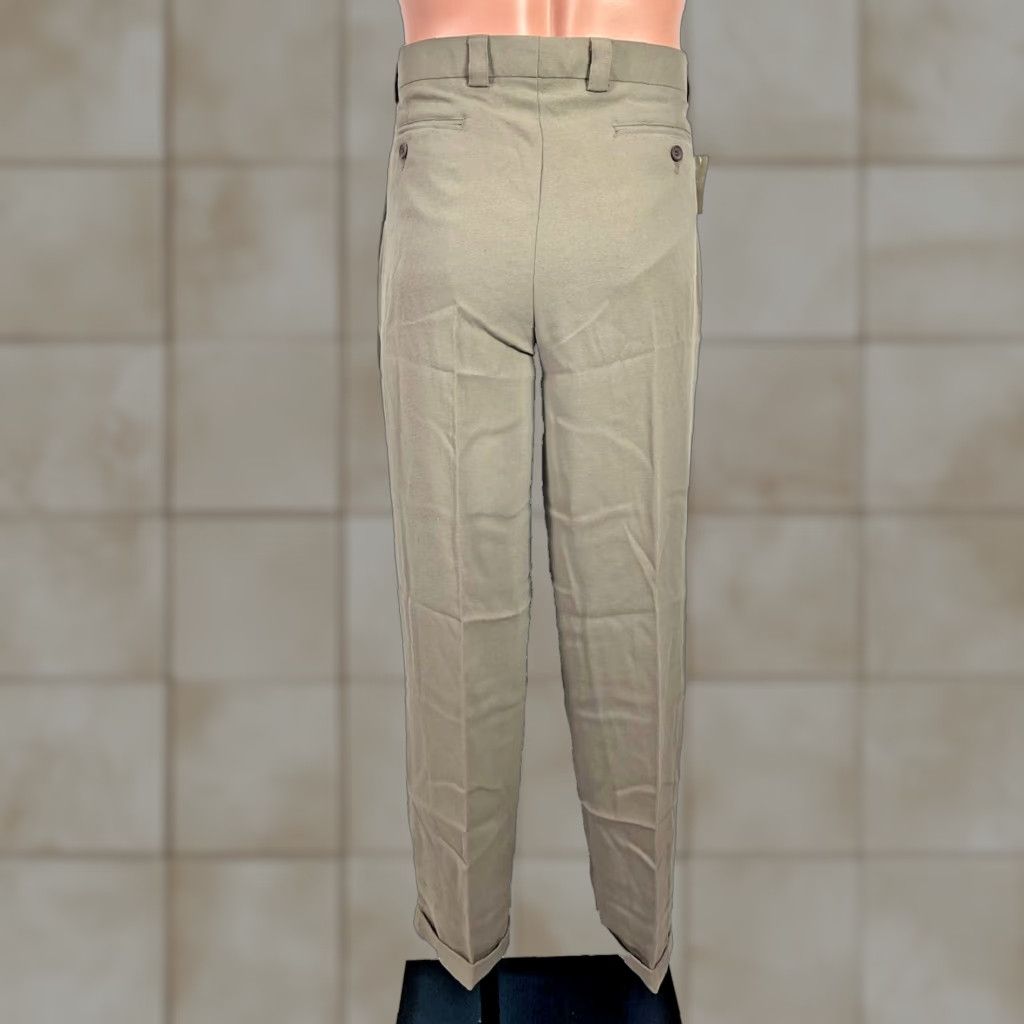 VTG J.riggins Pants Dress Taupe 90’s Pleated 33X32 Relaxed Woven Polyester Men Belt Loops Pockets Vintage Grunge Retro Bohemian 80’s 90’s in Grey