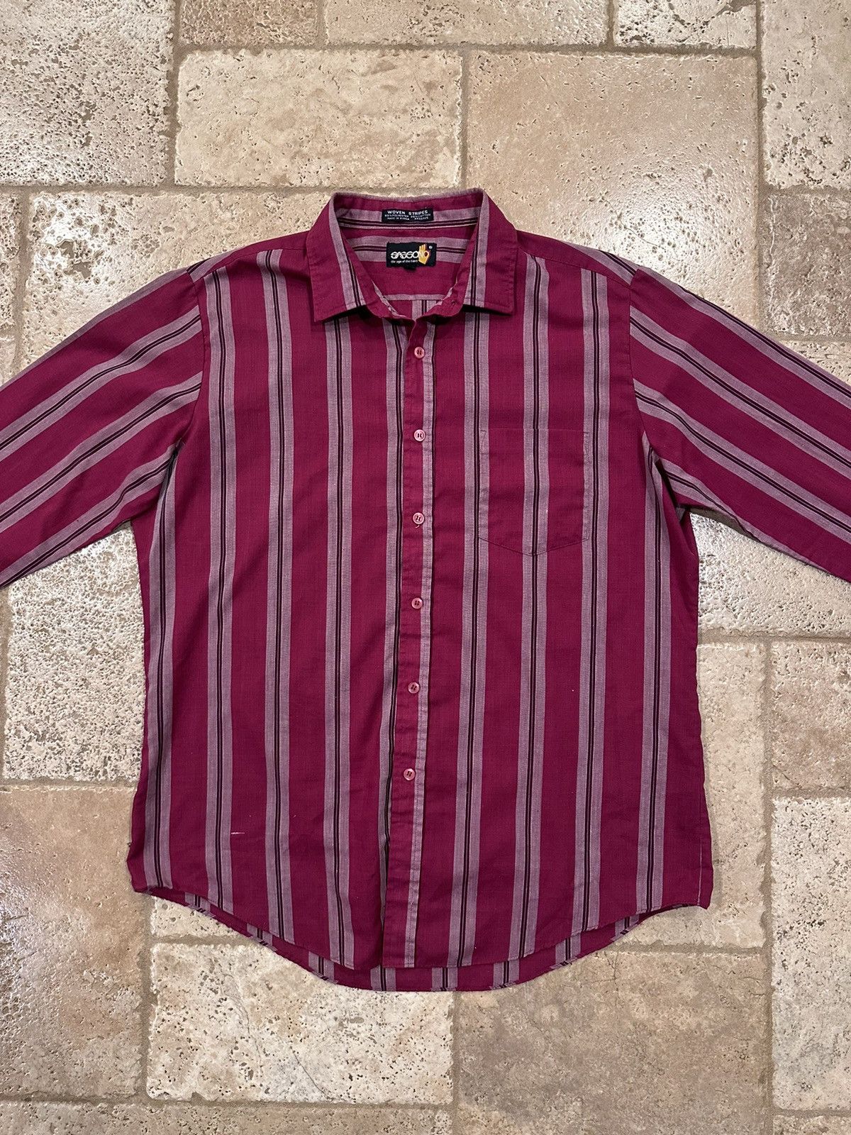 Vintage Vintage Sasson Woven Stripes Red / White Button Up Shirt Size US L / EU 52-54 / 3 - 3 Thumbnail