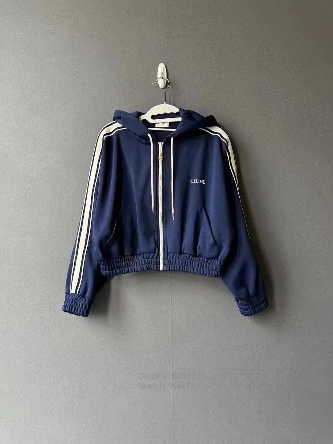 Celine CELINE Blue Hooded Cropped Jacket| Size M / US 6-8 / IT 42-44 - 1 Thumbnail