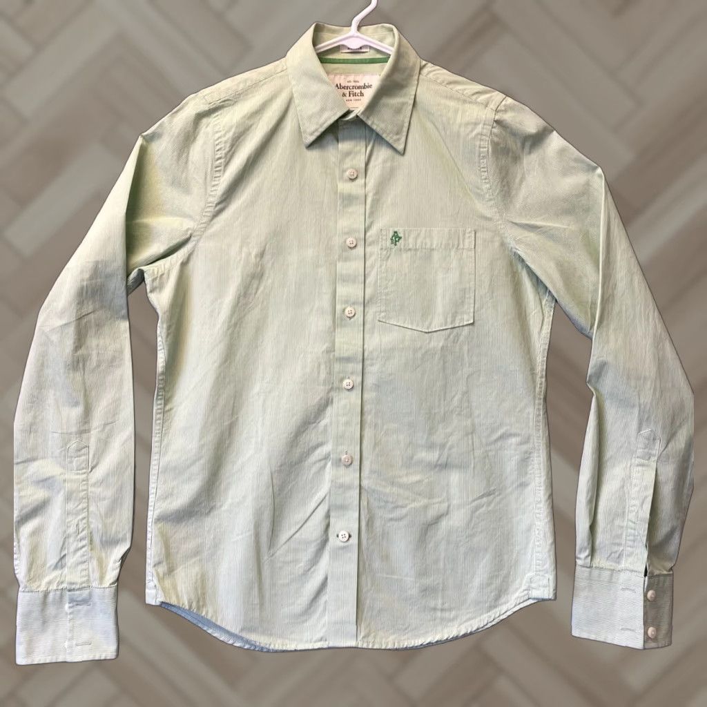 Abercrombie & Fitch VINTAGE Abercrombie & Fitch Button-Up Shirt M Green Striped Classic Long Sleeve Casual Mens Size US M / EU 48-50 / 2 - 1 Thumbnail