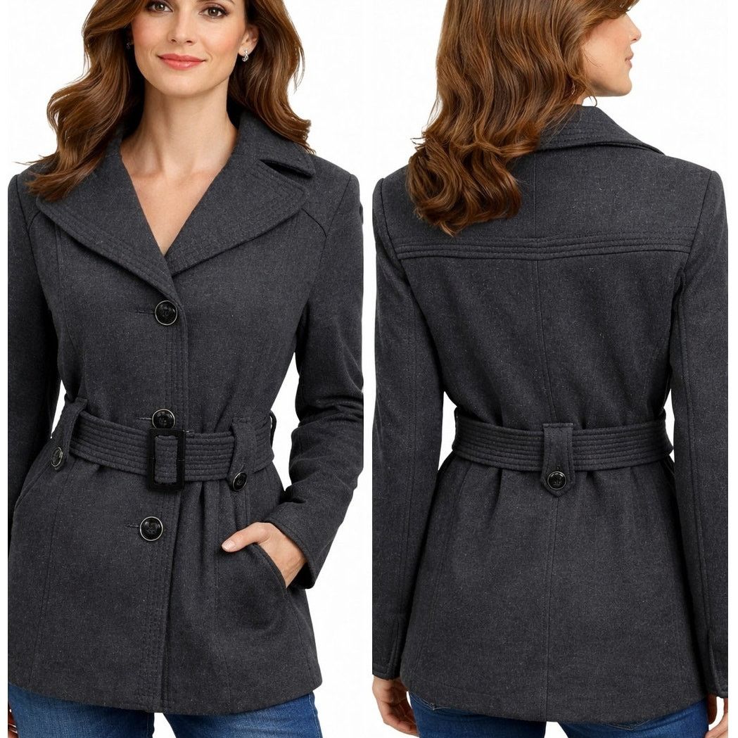 Kenneth Cole NWT Kenneth Cole Reaction Pea coat M Belted Cotton Poly Size M / US 6-8 / IT 42-44 - 1 Thumbnail
