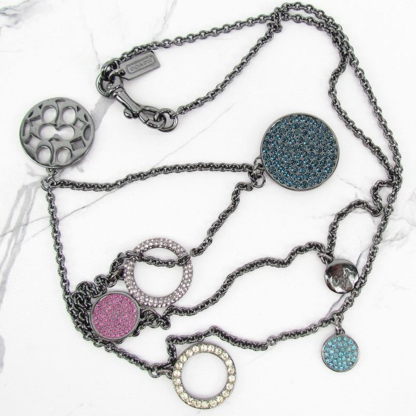 Coach Coach Multi Pave Disc Pendant Necklace Size ONE SIZE - 2 Thumbnail