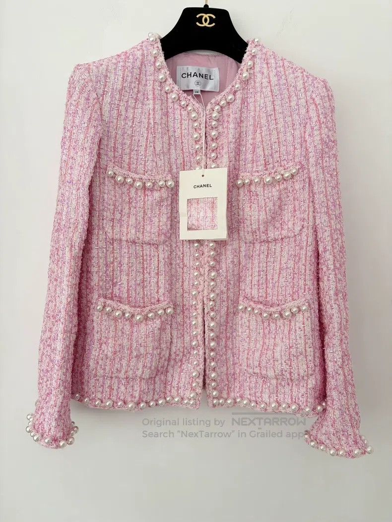 Chanel Chanel Pearl tweed pearl rolled edge pink four-pocket pear Size XS / US 0-2 / IT 36-38 - 1 Thumbnail