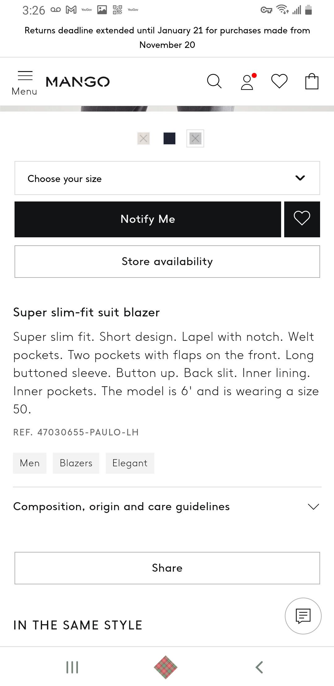 Mango Mango MNG suit (blazer and pants) Size 40R - 8 Thumbnail