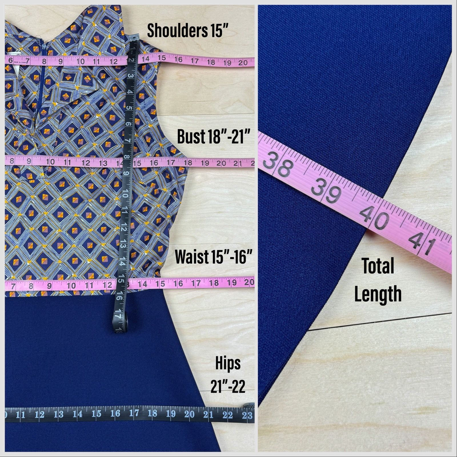 Vintage Vintage 1970s Blue Sleeveless Collar A-Line Minidress Size M / US 6-8 / IT 42-44 - 7 Thumbnail