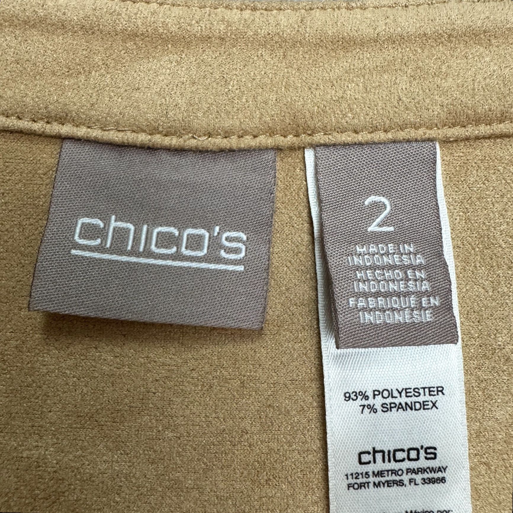 Vintage Chico's Blouse Tunic Long Sleeve V-Neck Brown Tan Faux Suede Lace Cut Eyelet Scalloped Hem Womens L Regular Bohemian Classic Casual Shirt Size L / US 10 / IT 46 - 6 Thumbnail