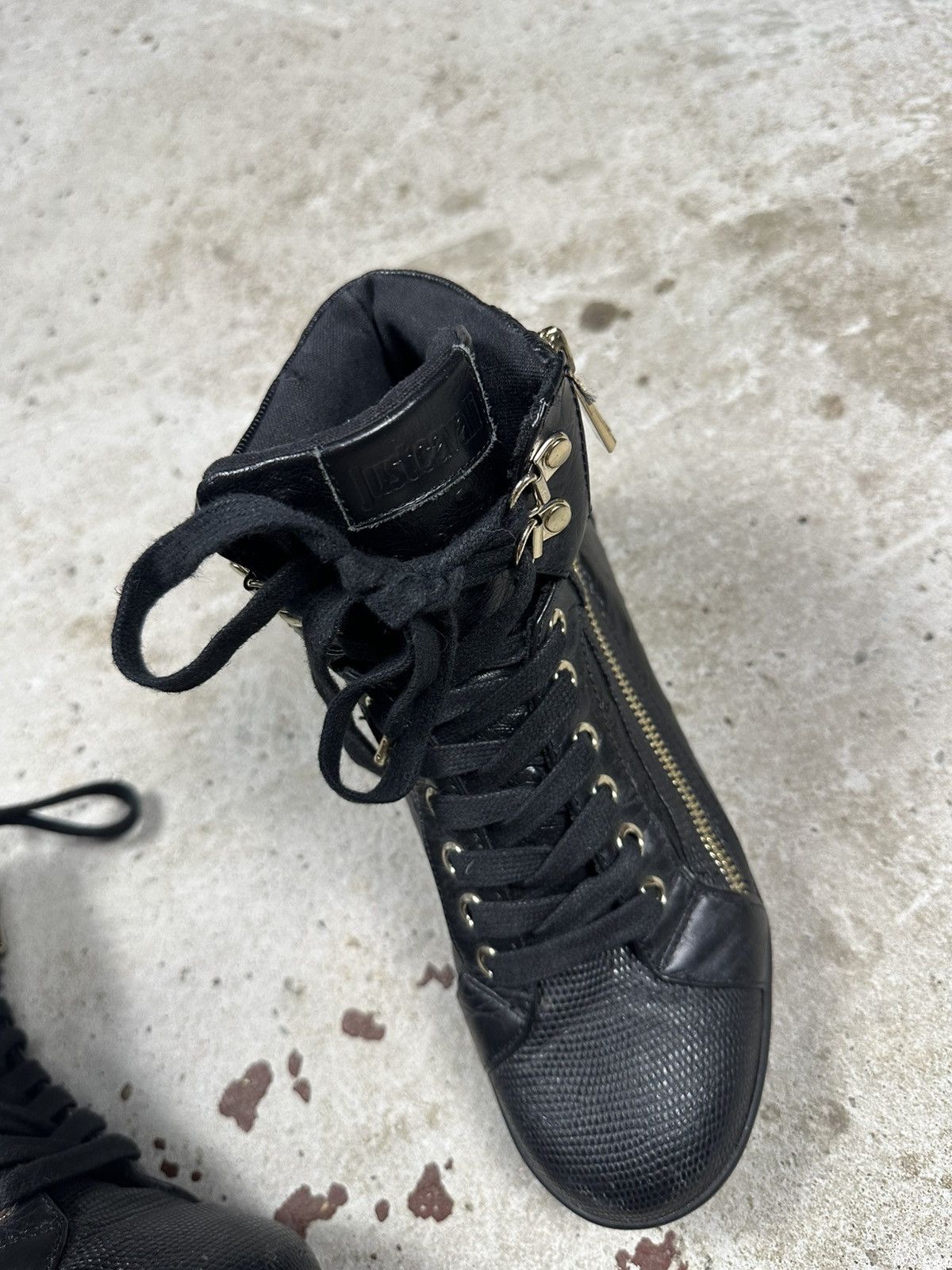 Just Cavalli Vintage Y2K Just Cavalli High Top Sneakers Leather Gold Size US 5 / IT 35 - 4 Thumbnail