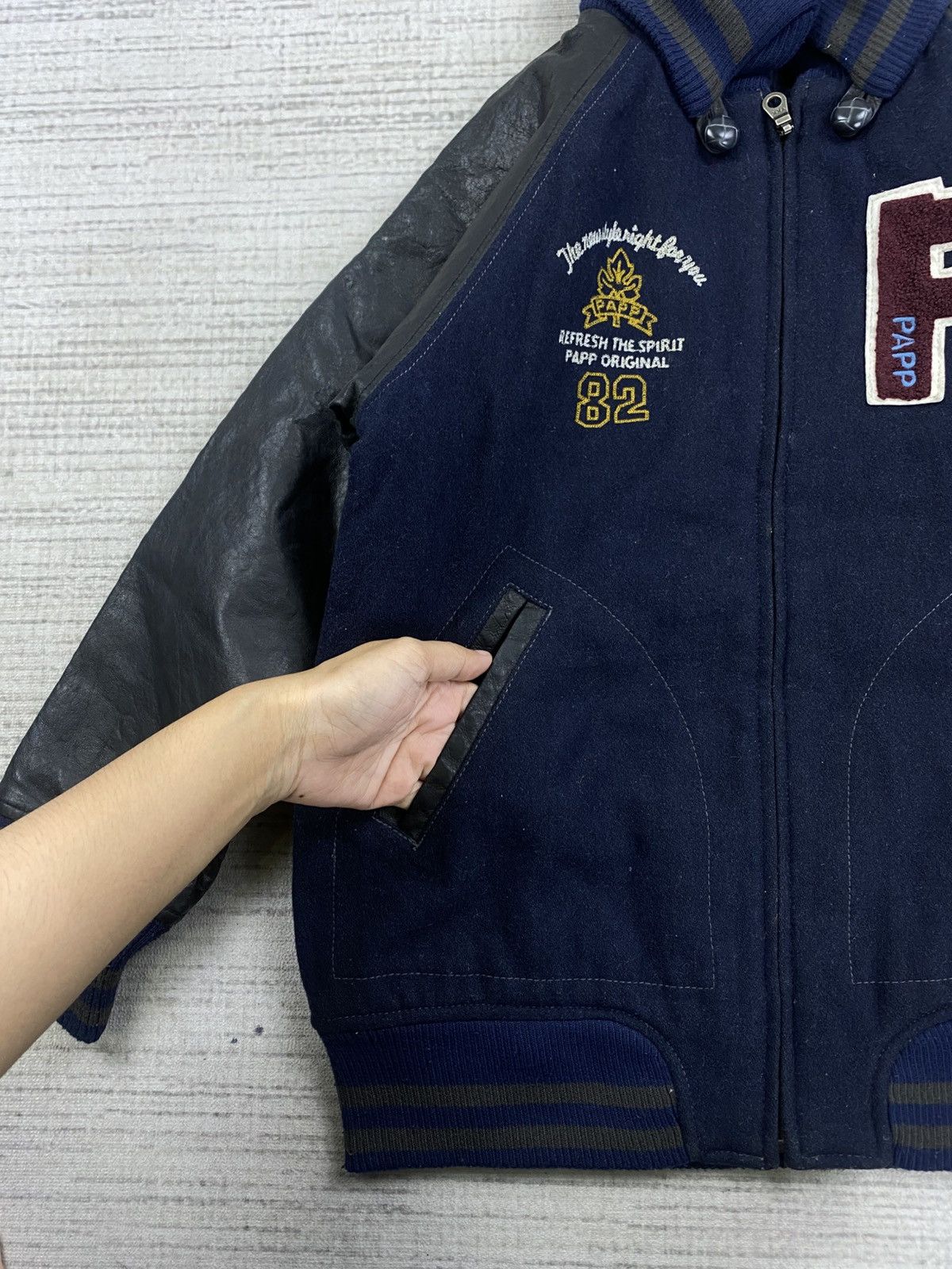 Japanese Brand × Vintage Vintage 90s Papp Leather Sleeve Varsity Jacket For Kids Size US XXS / EU 40 - 8 Thumbnail
