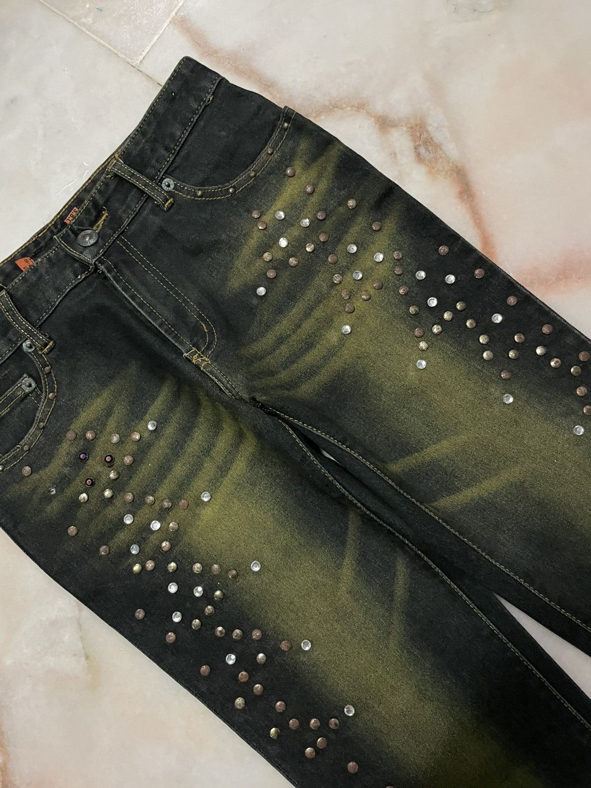 Tornado Mart 💥Flared💥Insane 90s Japanese Rusty Mudwash Studded Dark Jean Size 28" / US 6 / IT 42 - 6 Thumbnail