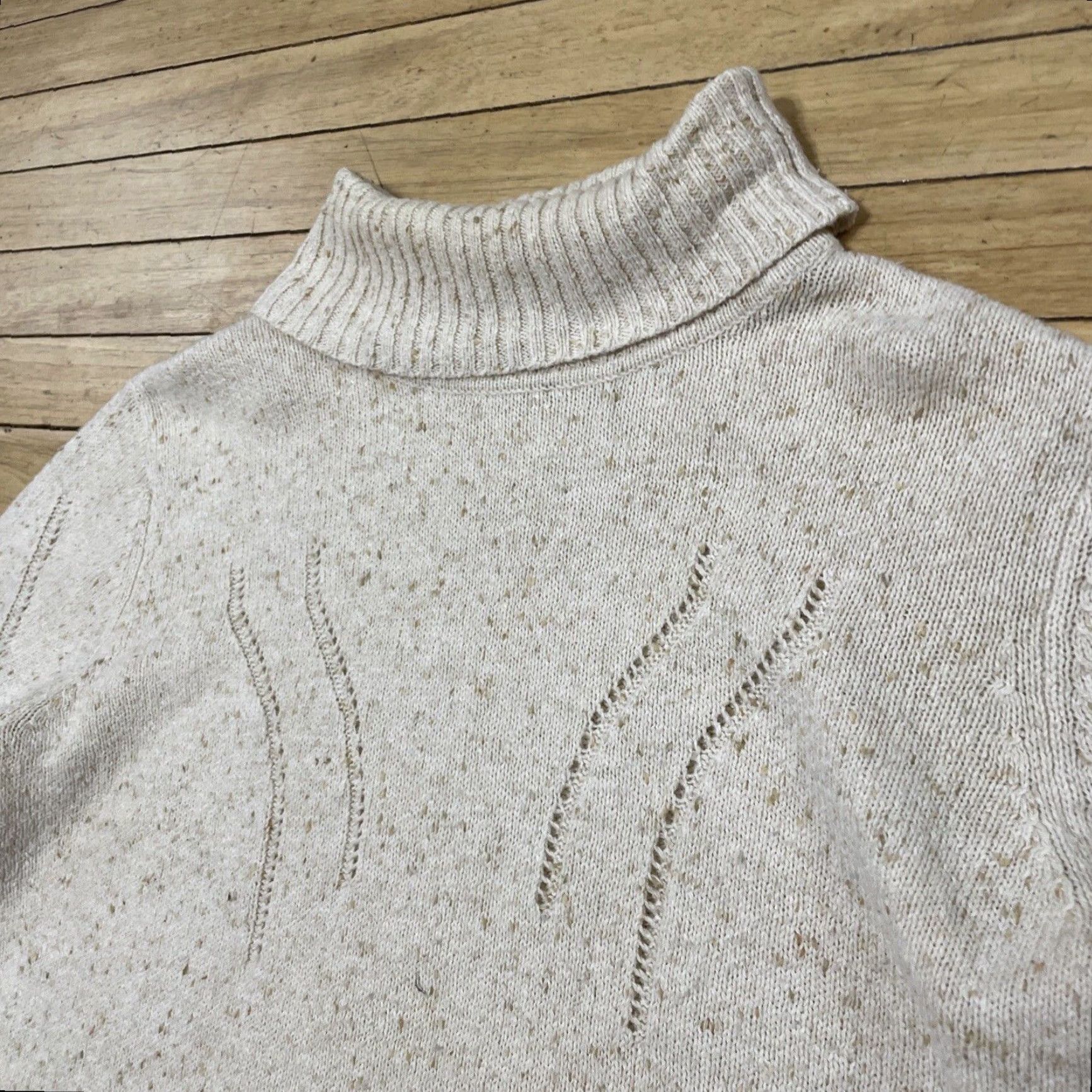 J. Jill J. Jill Sweater Women L Brown Western Tan Speckled Lightweight Knit Turtleneck Pullover Size L / US 10 / IT 46 - 3 Thumbnail