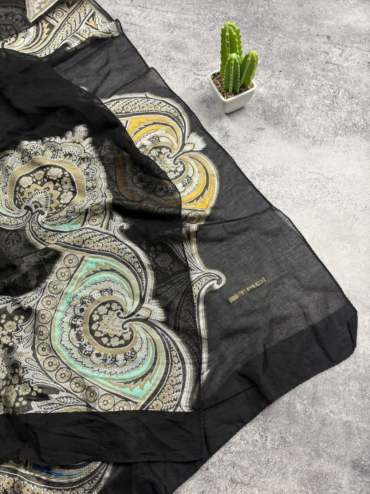 Etro ETRO Vintage Luxury Monogram Y2k Silk Cotton Scarf Rare Size ONE SIZE - 3 Thumbnail