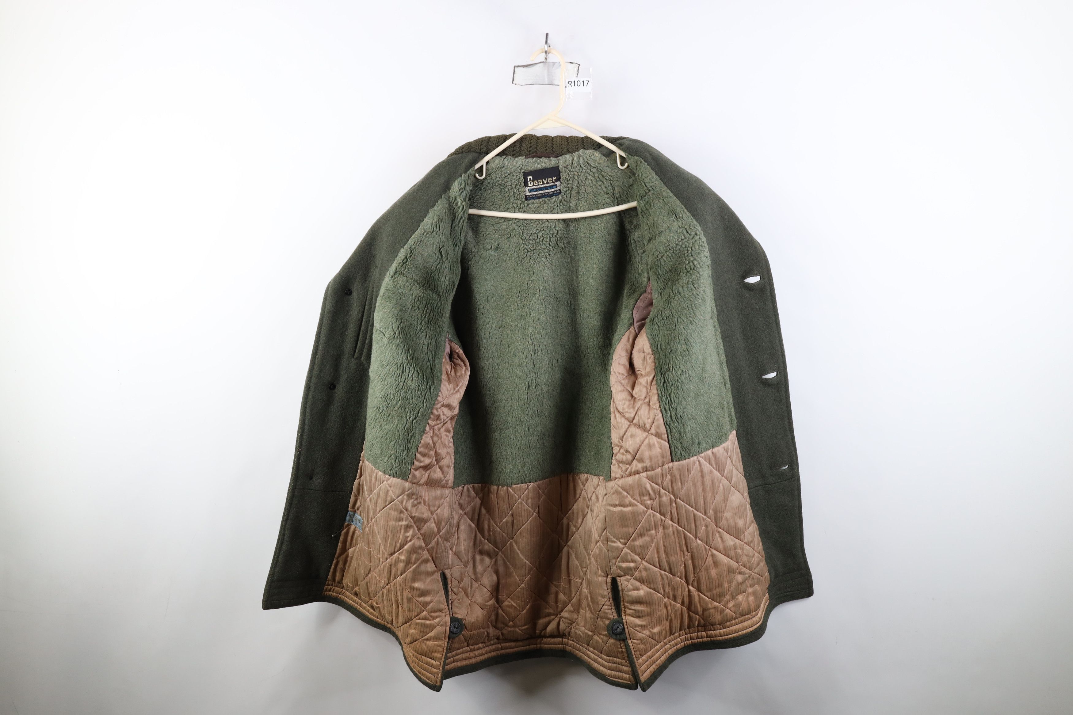 Vintage Vintage 50s Streetwear Lined Wool Duster Jacket Coat Green Size US L / EU 52-54 / 3 - 11 Thumbnail