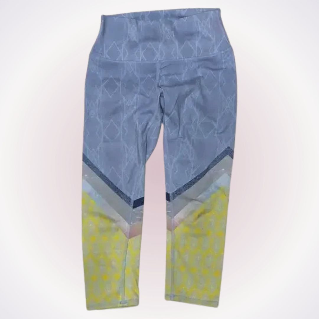 Alo Yoga Alo Blue and Yellow Print Cropped Leggings | Sz S Size 27" / US 4 / IT 40 - 1 Thumbnail