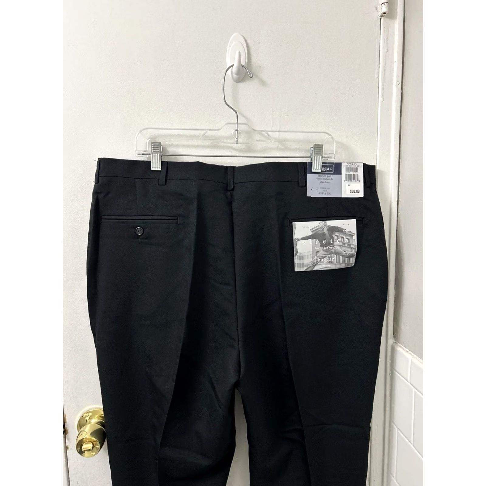 Haggar VINTAGE Haggar Stretch Gab Pants Mens 40x29 Black Classic Fit Trousers NWT 0 MSRP Size US 40 / EU 56 - 2 Thumbnail