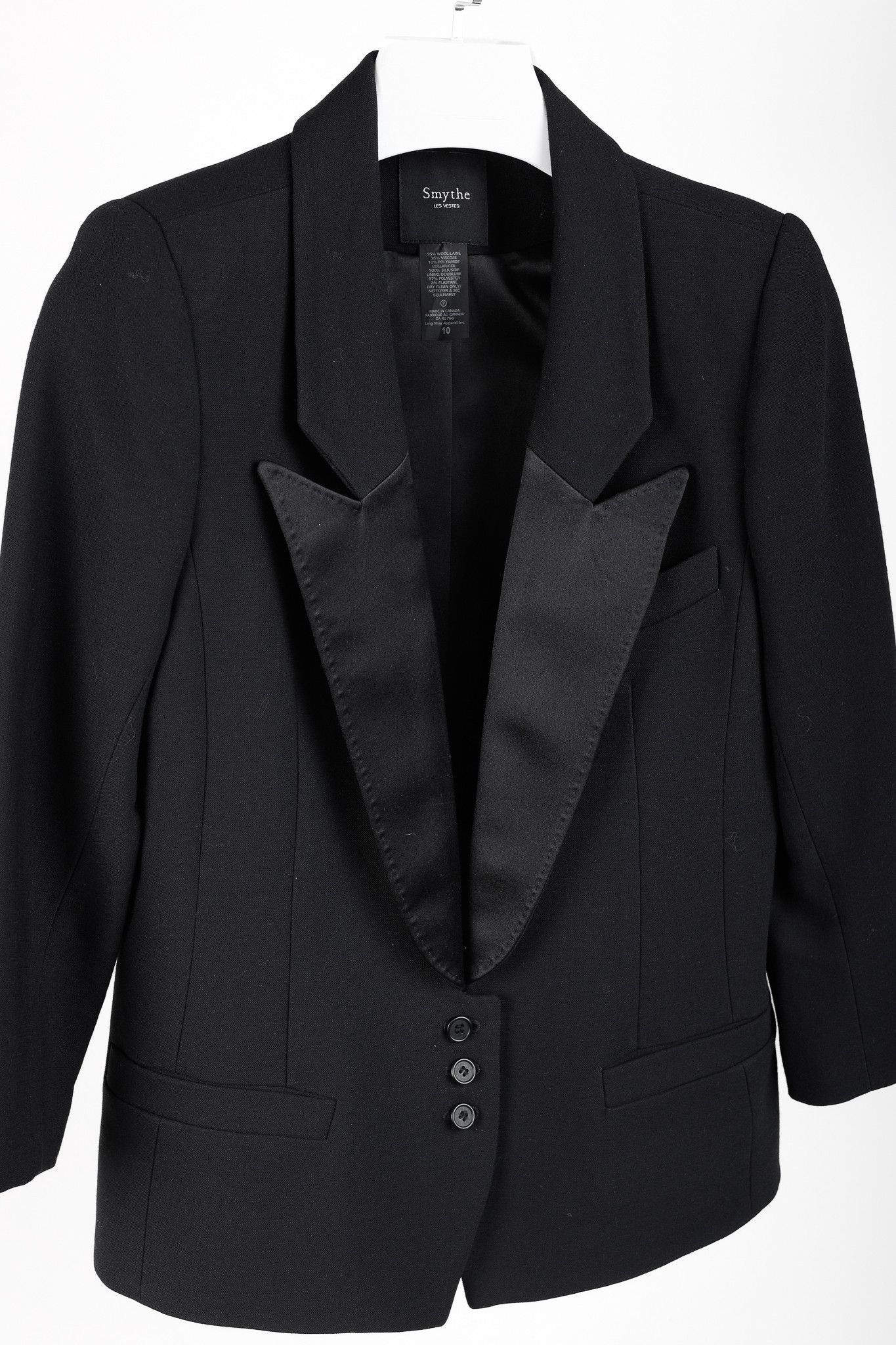 SMYTHE Smythe Tuxedo Silk Lapel Black Jacket Size L / US 10 / IT 46 - 3 Thumbnail
