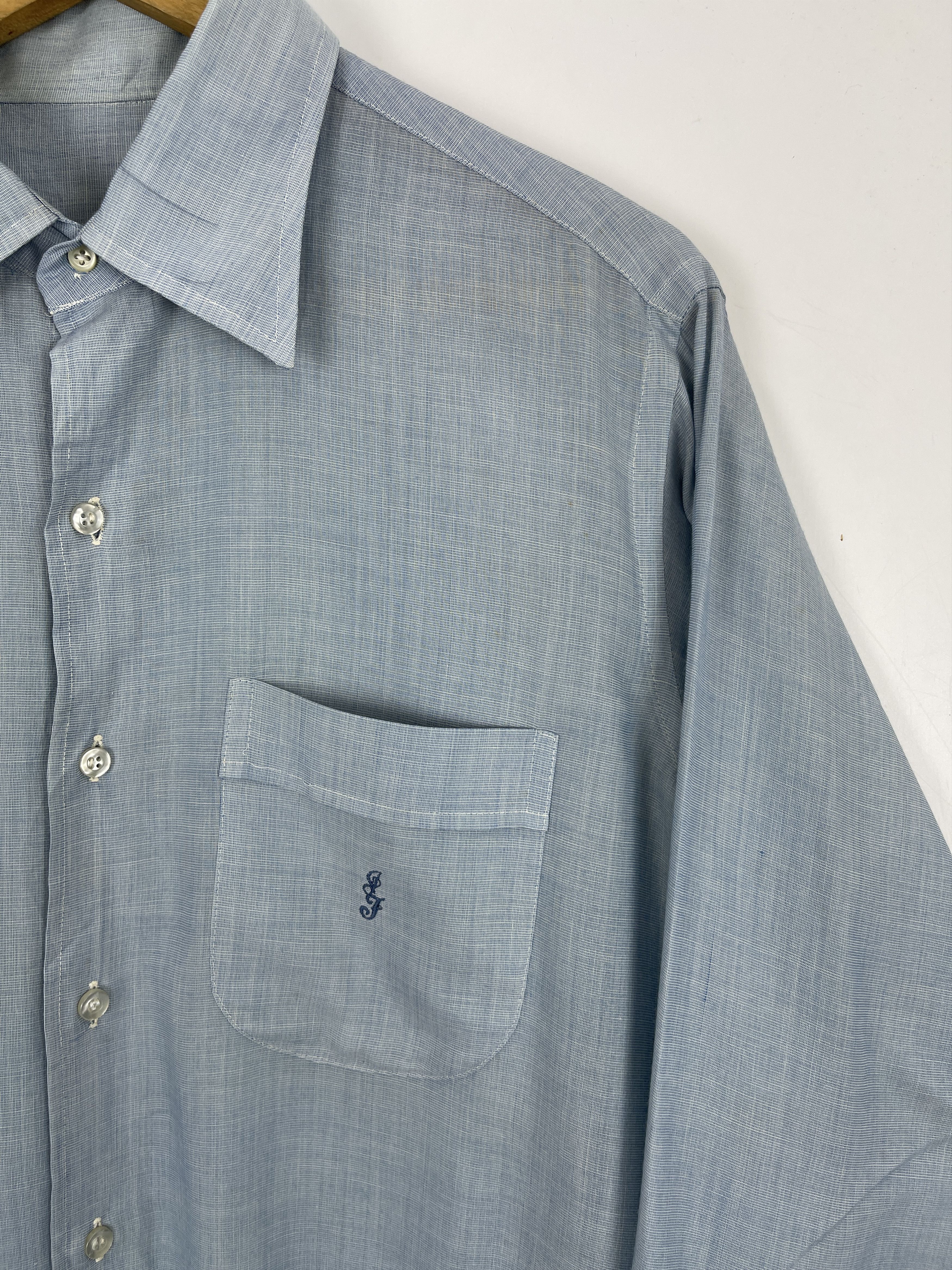 Japanese Brand × Vintage Vintage Western Chambray Plain Button Up Western Shirt Size US L / EU 52-54 / 3 - 6 Thumbnail