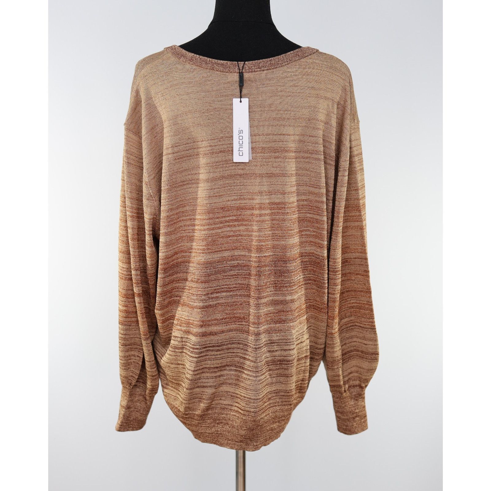 Chicos NWT CHICO'S Pleat Sleeve V-Neck Pullover Sweater Size 3 / XL Size XL / US 12-14 / IT 48-50 - 4 Thumbnail
